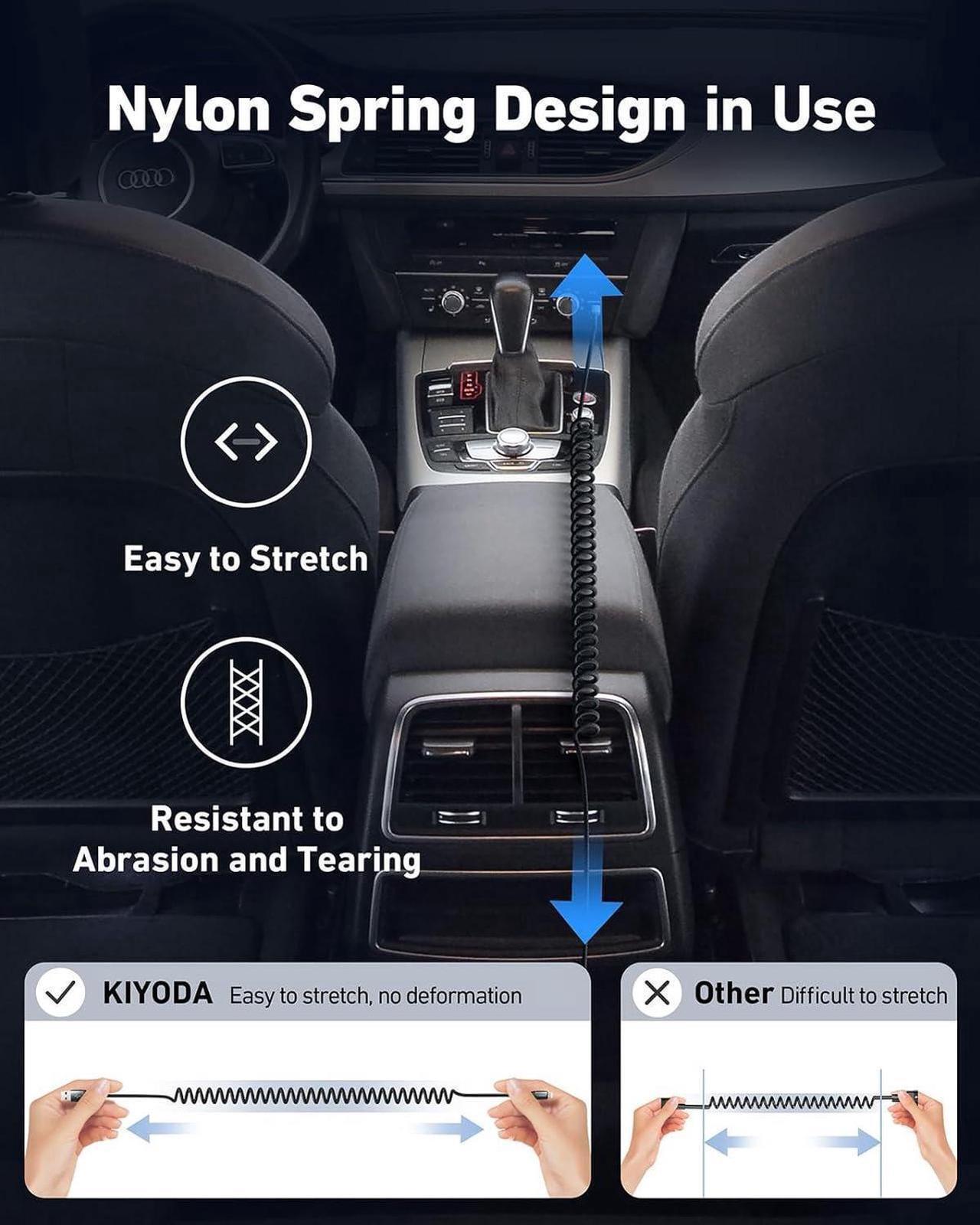 Alt view image 3 of 6 - USB C Cable Nylon Braided Coiled 3FT USB A to Type C Charger Cord for Car 66W Fast Charging Cable Compatible with Samsung Galaxy S20 S10 S9 S8 Plus, Note 10 9 8 and Other USB C Devices - 2Pack