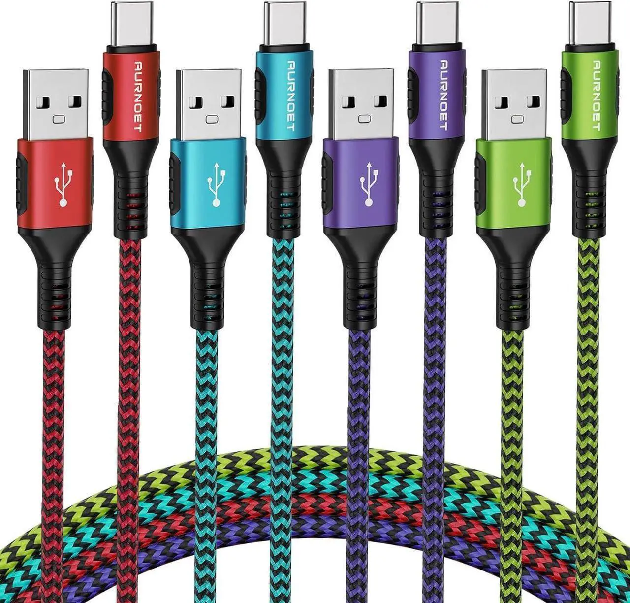 Main image of USB C Cable 4pack 6ft Type C Charger Nylon Braided USB C Charger Cord Fast Charging Cable for Samsung Galaxy S21 S20 S10 Plus Note 10 LG Google Pixel Moto etc