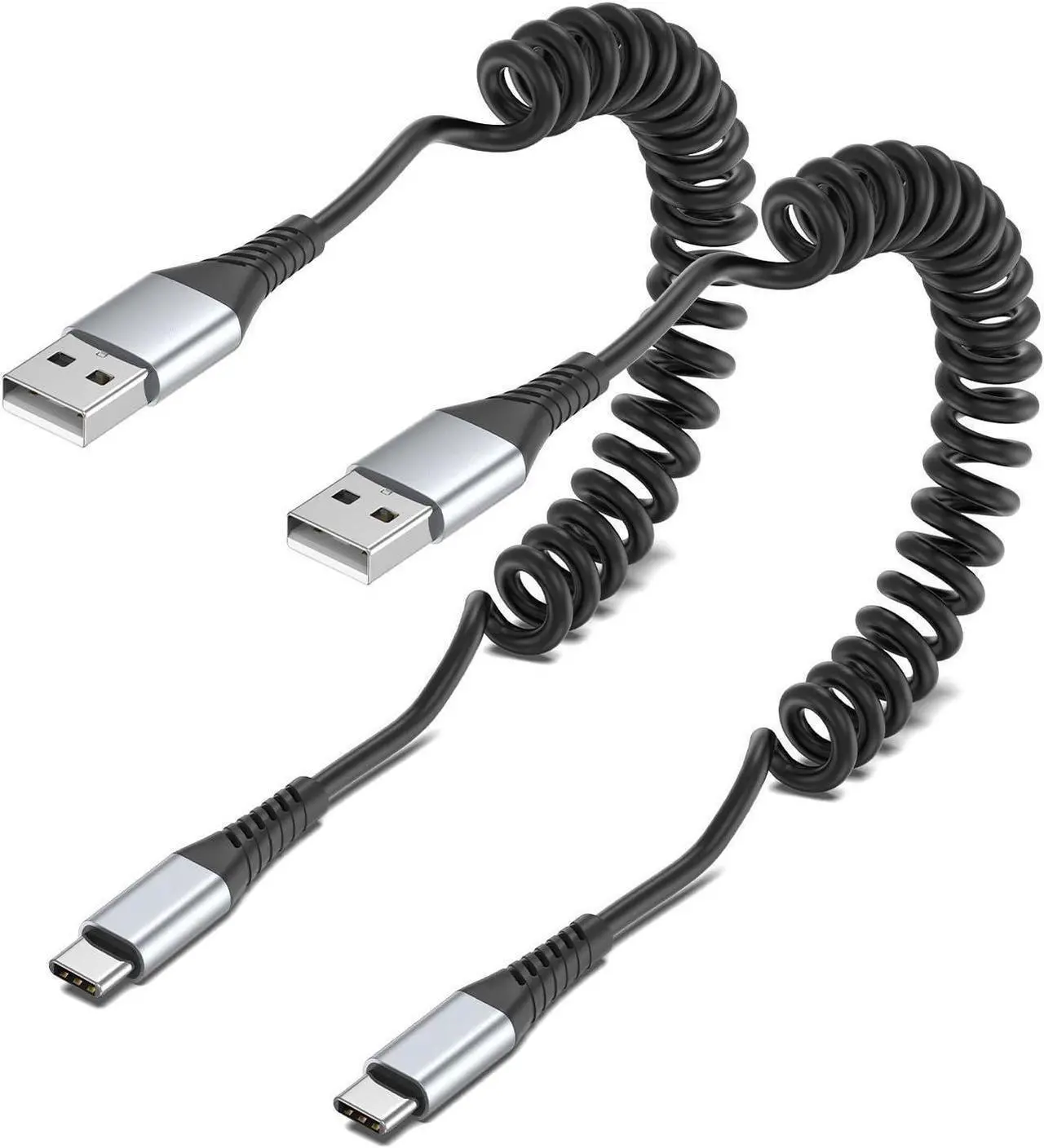 Main image of Coiled USB C Cable, 2 Pack USB to USB C Coiled Cable for Car Short USB C Retractable Cable for iPhone 15 Pro Max, Samsung Galaxy S23 S22, Moto G8, Google Pixel, USB C Carplay Cord for Android Auto