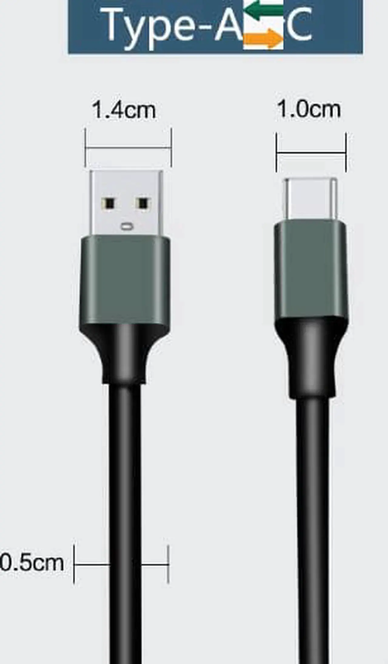 Alt view image 3 of 3 - USB 3.1 Gen 2 (10 Gbps) Cable, USB Type-C (USB-C) to USB Type-A M/M,Type A Male USB to Type C Male USB,10G high-speed cable GEN2 hard disk box data cable supports PD fast charging, length 50cm