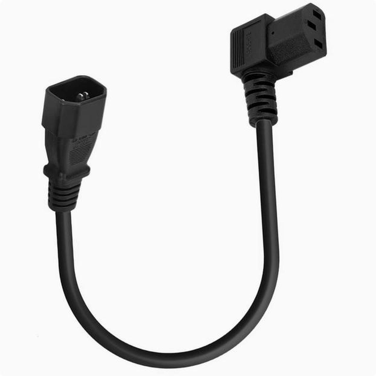 Alt view image 2 of 5 - 90 degree elbow C14 revolution C13 female extension power cable 0.75 square character power cable AC power cable