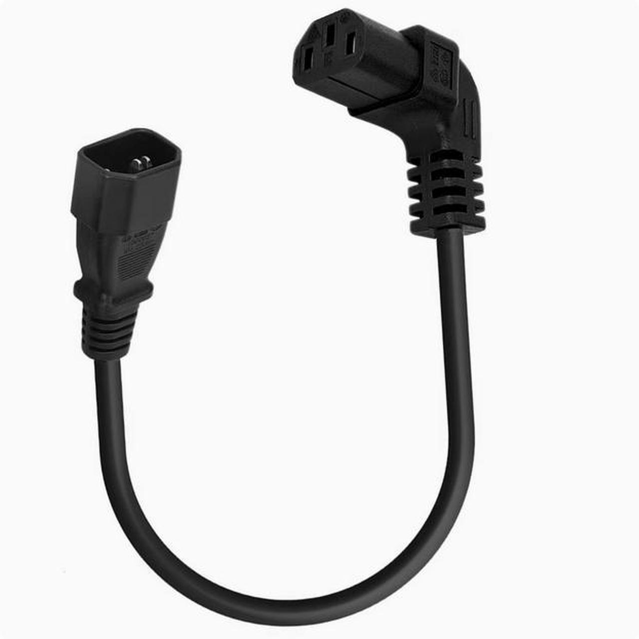 Alt view image 4 of 5 - 90 degree elbow C14 revolution C13 female extension power cable 0.75 square character power cable AC power cable