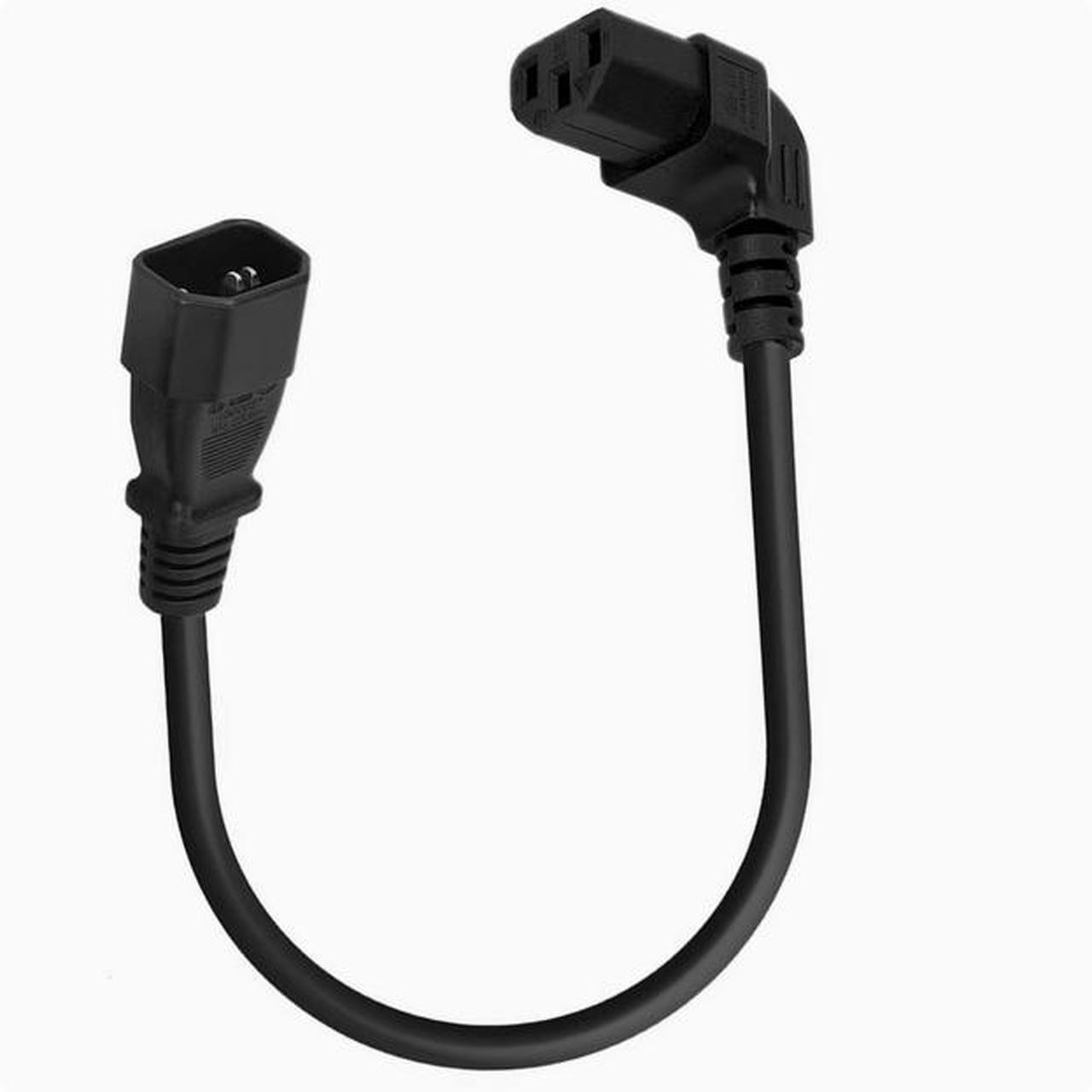 Alt view image 5 of 5 - 90 degree elbow C14 revolution C13 female extension power cable 0.75 square character power cable AC power cable