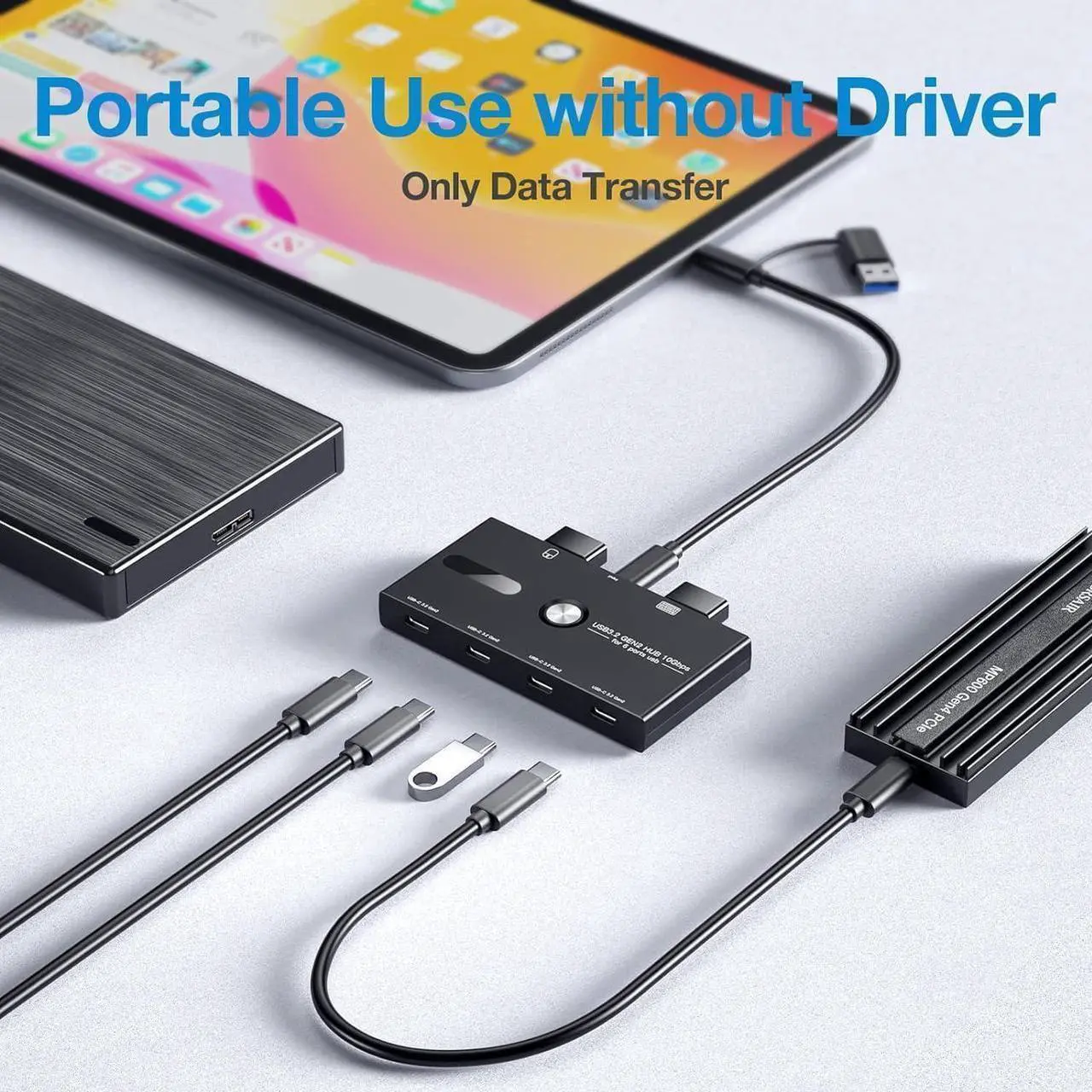Alt view image 5 of 7 - 10Gbps USB 3.2 Gen 2 USB C Hub, 6 Ports USB C Splitter, USB C to USB C and USB A Hub for PC, Laptop, Mac-Book Pro/Air, i-Mac, Surface Pro, Chro-m-e-book, Etc (HUB ONLY, Not Support Charging/Monitor)