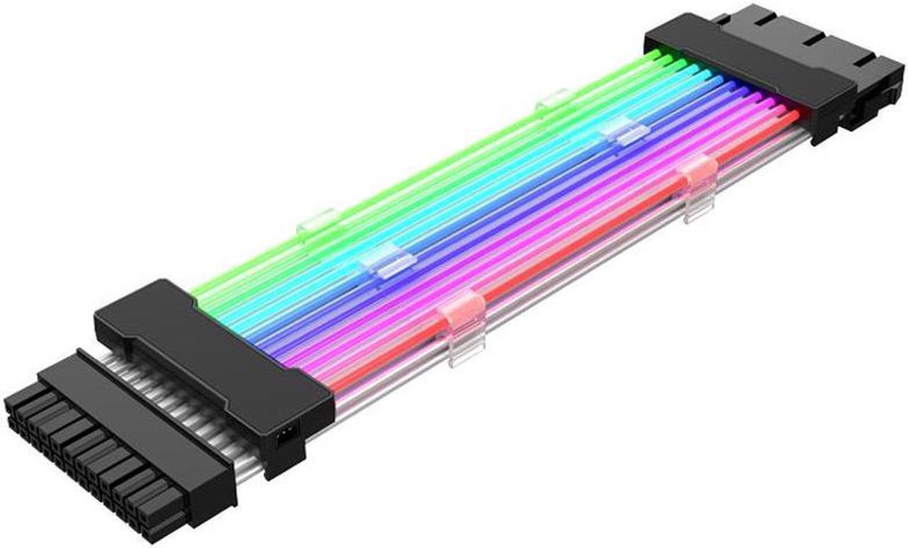 Alt view image 3 of 5 - 0.98ft PSU Extension Cable RGB 5V ARGB ATX 24Pin Streamer PCI-E Rainbow Cord Sync PC Case Decoration