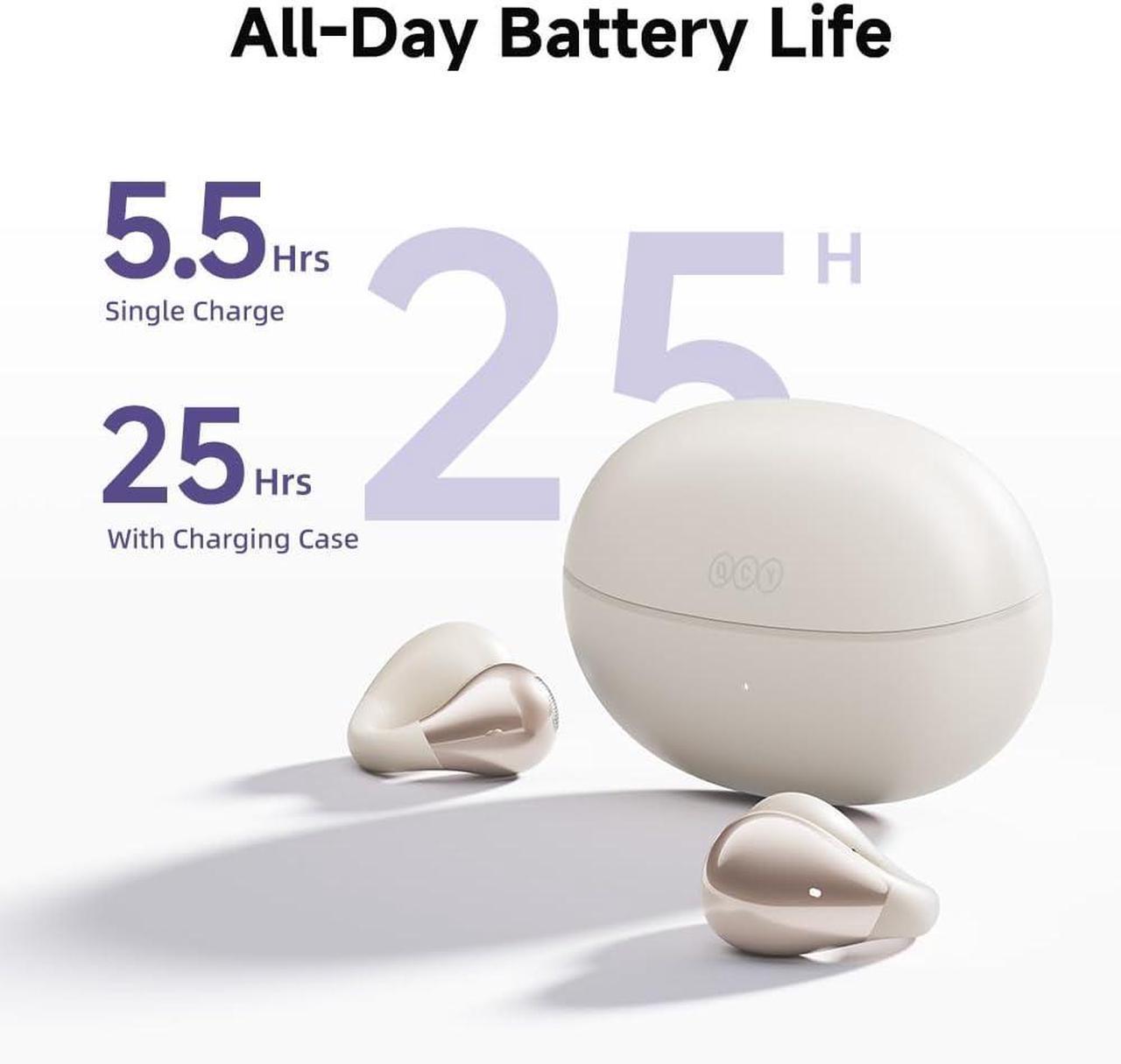 Alt view image 4 of 4 - QCY Crossky C30 Open Ear Headphones Wireless Bluetooth, Clip-On Earbuds with 4 ENC Noise Cancelling Mic, Stable Fit, Dual Connection, EQ Customized, Sports Earphones for Workout/Running White
