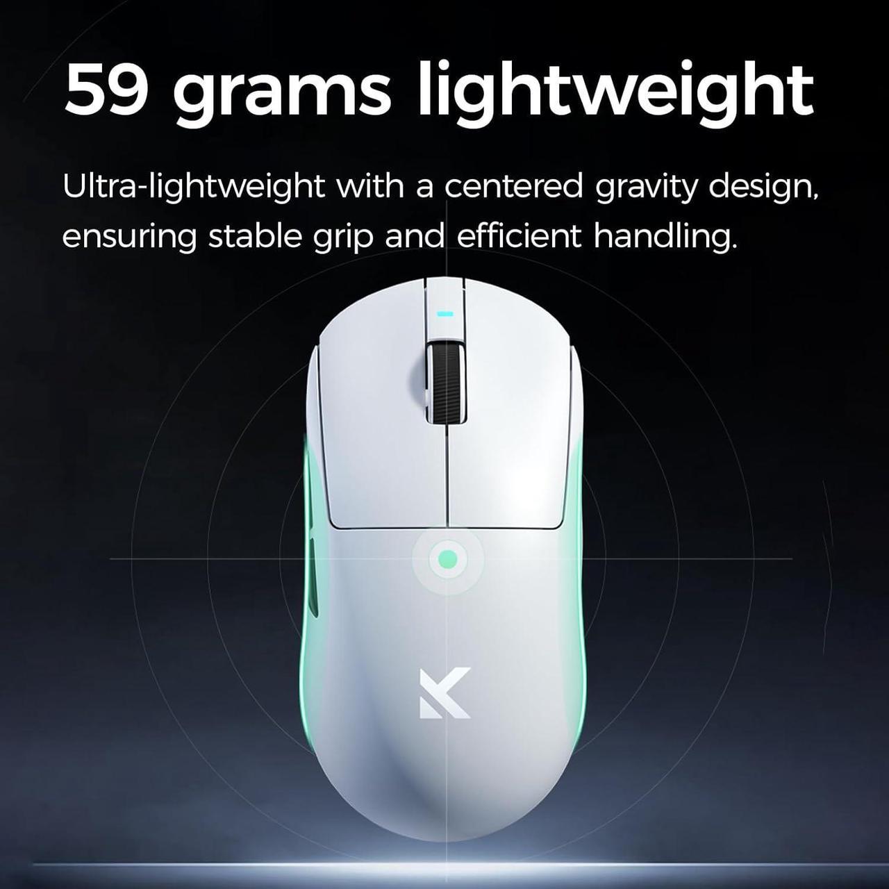 Alt view image 3 of 6 - MCHOSE A7 Pro Wireless Gaming Mouse, Tri-Mode Connection, 59 Grams, PAW3395 26K DPI Sensor, Wired 8K/Wireless 1K Polling, 130 Hour Battery Life