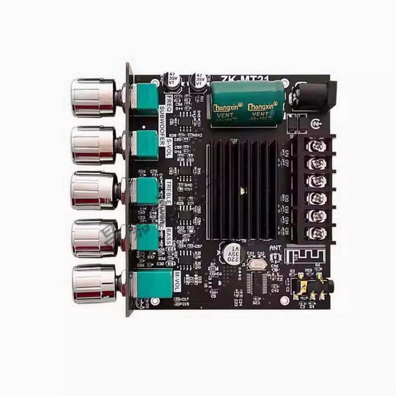 Alt view image 3 of 3 - ZK-MT21 2x50W+100W 2.1 Channel Bluetooth-compatible 5.0 AUX 12V 24V Digital Power Audio Stereo Subwoofer Amplifier Board