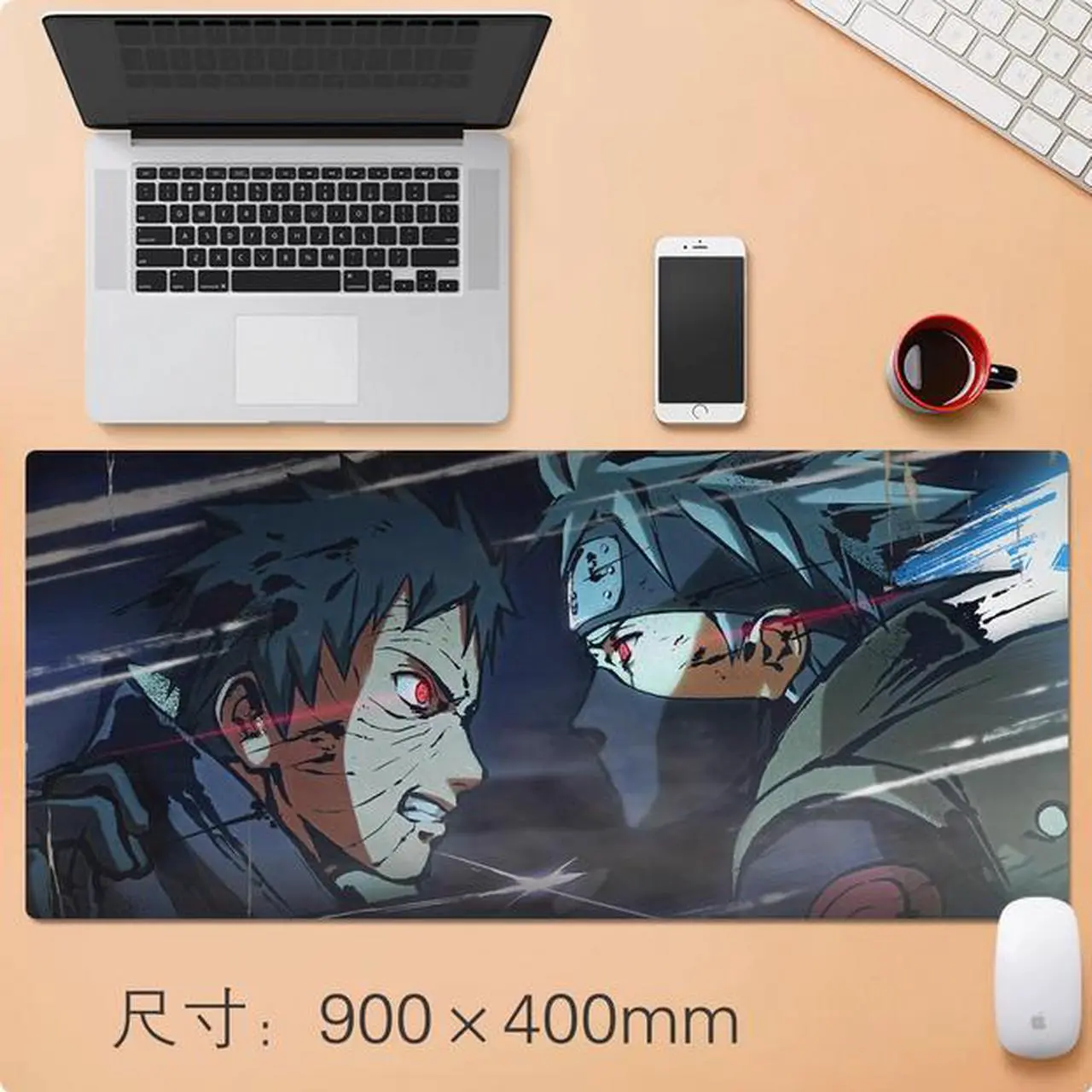 Main image of Naruto anime Obitovs Kakashi  Mouse Pad,Extended Gaming Mouse Pad with Stitched Edges, Large Mouse pad with Non-Slip Rubber Base for Work & Gaming, Office & Home, 31.5x11.8inch