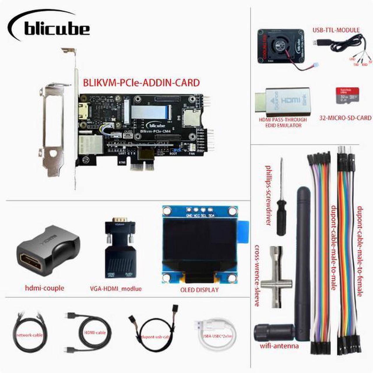 Alt view image 6 of 6 - PCle IP Pi Overip Blikvm Ras-ip-berryV3 Hat Pikvm HDMI CSI KVM