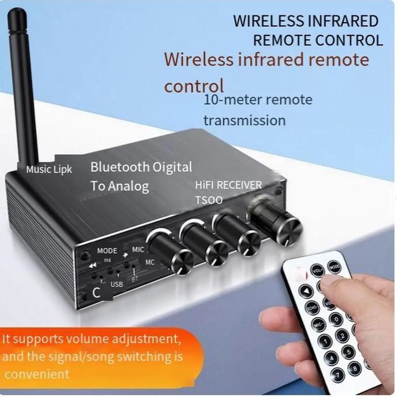 Alt view image 4 of 6 - 5.3 Bluetooth receiver Wireless Audio adapter to old-fashioned speaker amplifier dedicated 6.5 Microphone Karaoke tape Coaxial cable