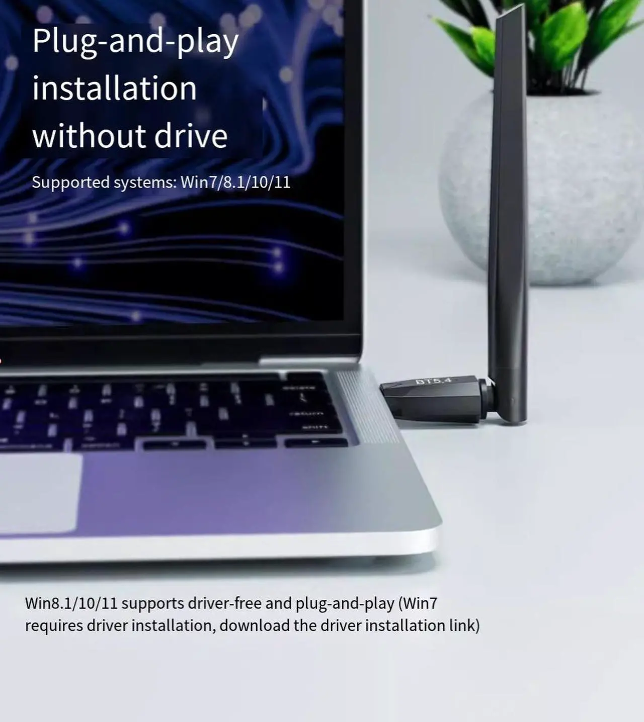 Alt view image 6 of 6 - USB Bluetooth adapter, computer Bluetooth 5.4 transmission module, drive desktop computer headphones to connect wirelessly for 150 meters