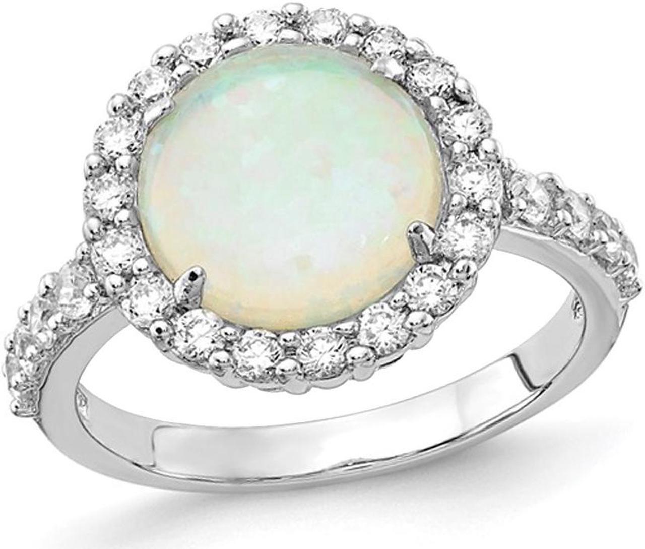 Main image of Lab-Created Opal Ring in Sterling Silver with Cubic Zirconia