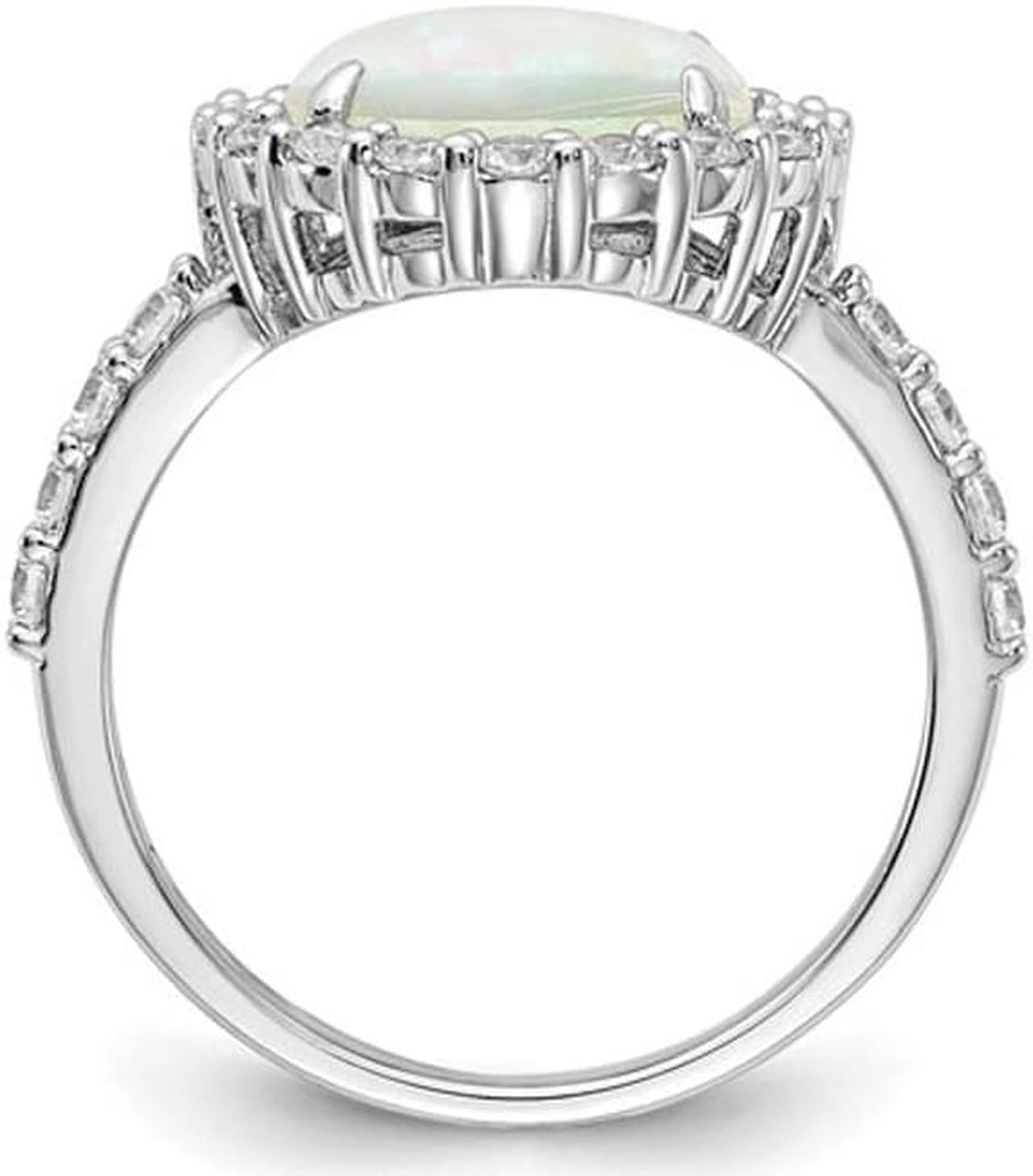 Alt view image 2 of 4 - Lab-Created Opal Ring in Sterling Silver with Cubic Zirconia