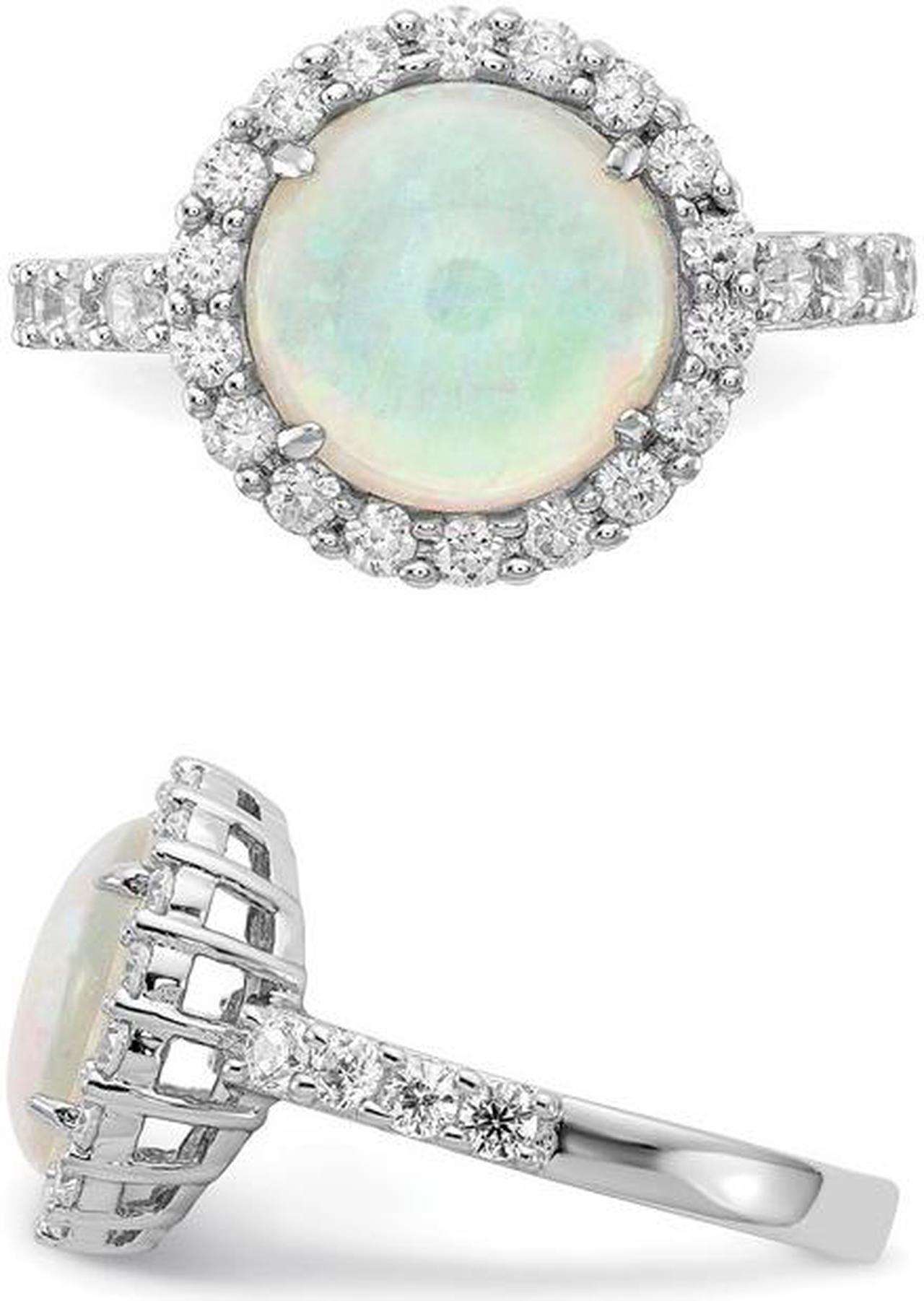 Alt view image 3 of 4 - Lab-Created Opal Ring in Sterling Silver with Cubic Zirconia