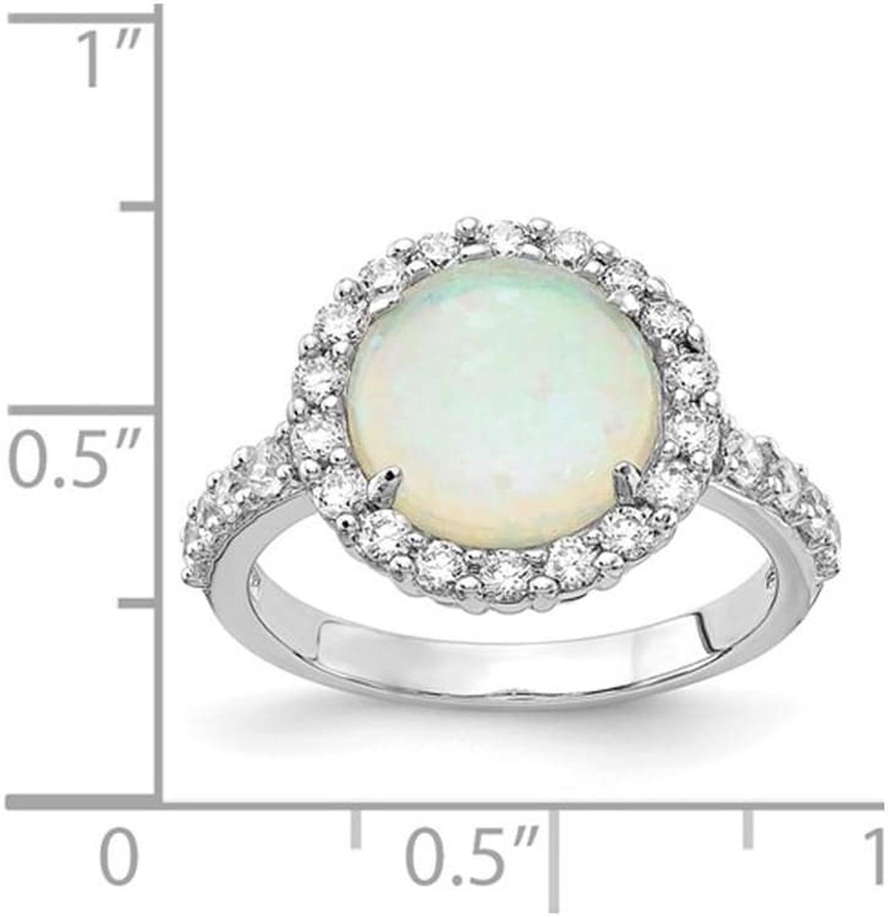 Alt view image 4 of 4 - Lab-Created Opal Ring in Sterling Silver with Cubic Zirconia