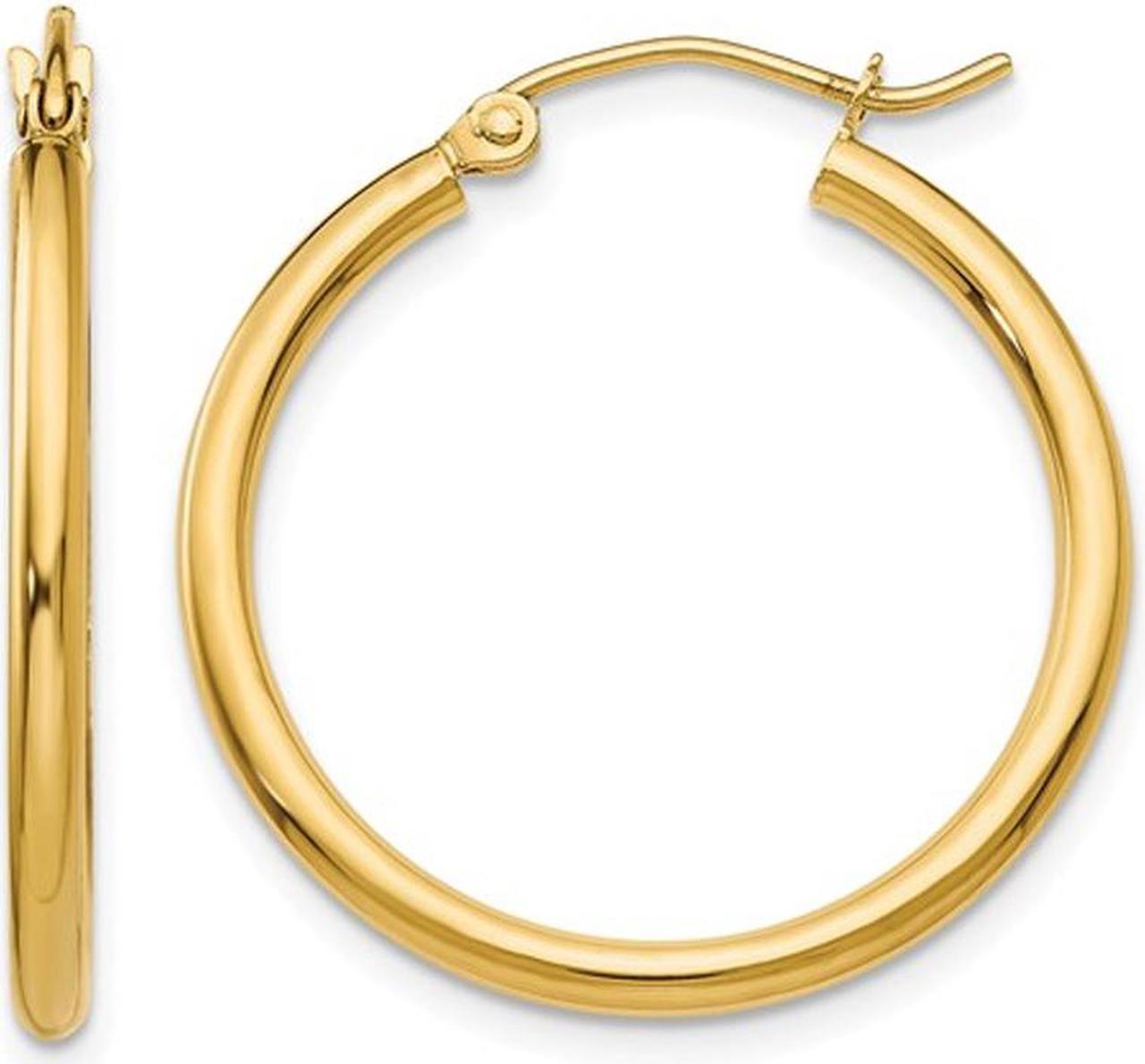 14K Yellow Gold Medium Classic Hoop Earrings 4/5 Inch (2.00mm)