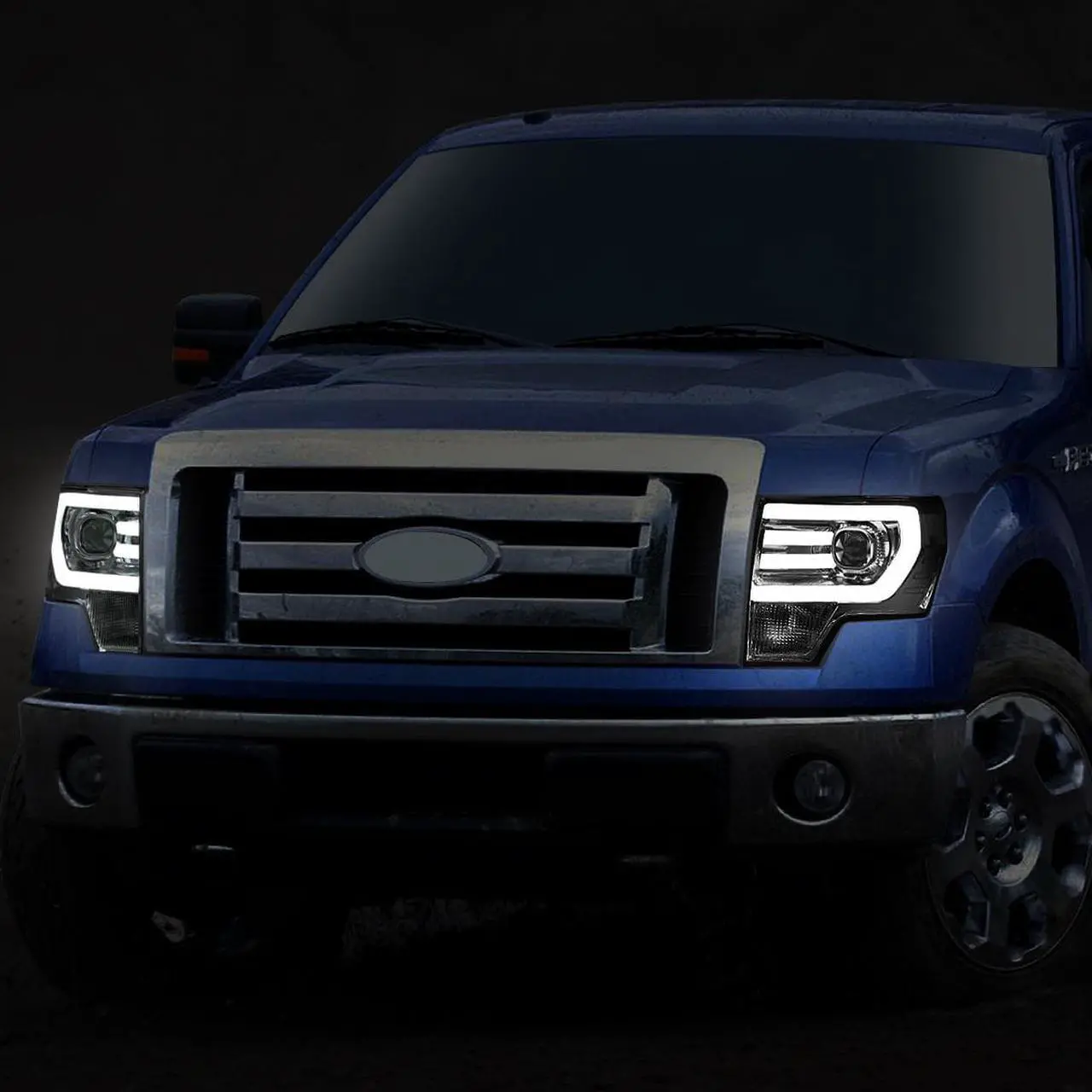 Alt view image 7 of 7 - DNA Motoring HL-3D-F15009-SM-CL1 For 2009 to 2014 Ford F150 Pair Smoked Housing Clear Corner 3D LED DRL Projector Headlight Headlamps 10 11 12 13