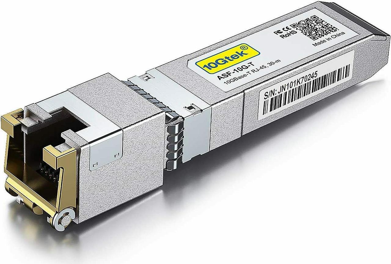 10GBase-T SFP+ Transceiver, 10G T, 10G Copper, RJ-45 SFP+ CAT.6a, up to 30 Meters, Compatible with Cisco SFP-10G-T-S, Ubiquiti UF-RJ45-10G, Netgear, D-Link, Supermicro, TP-Link, Broadcom and More.