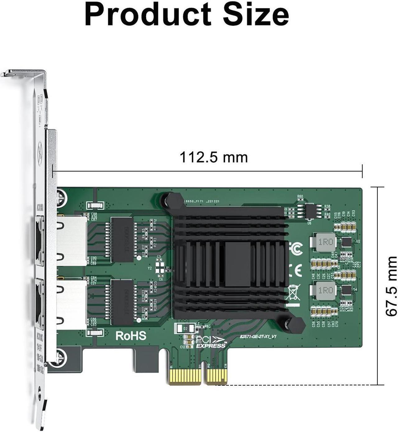 Alt view image 4 of 4 - 10Gtek 10/100/1000Mbps Gigabit Ethernet PCI Express Network Card, with Intel 82571 Controller, Ethernet Server Converged Network Adapter, Dual RJ-45 Port, Support Windows Server/Freebsd/VMware/SLSE