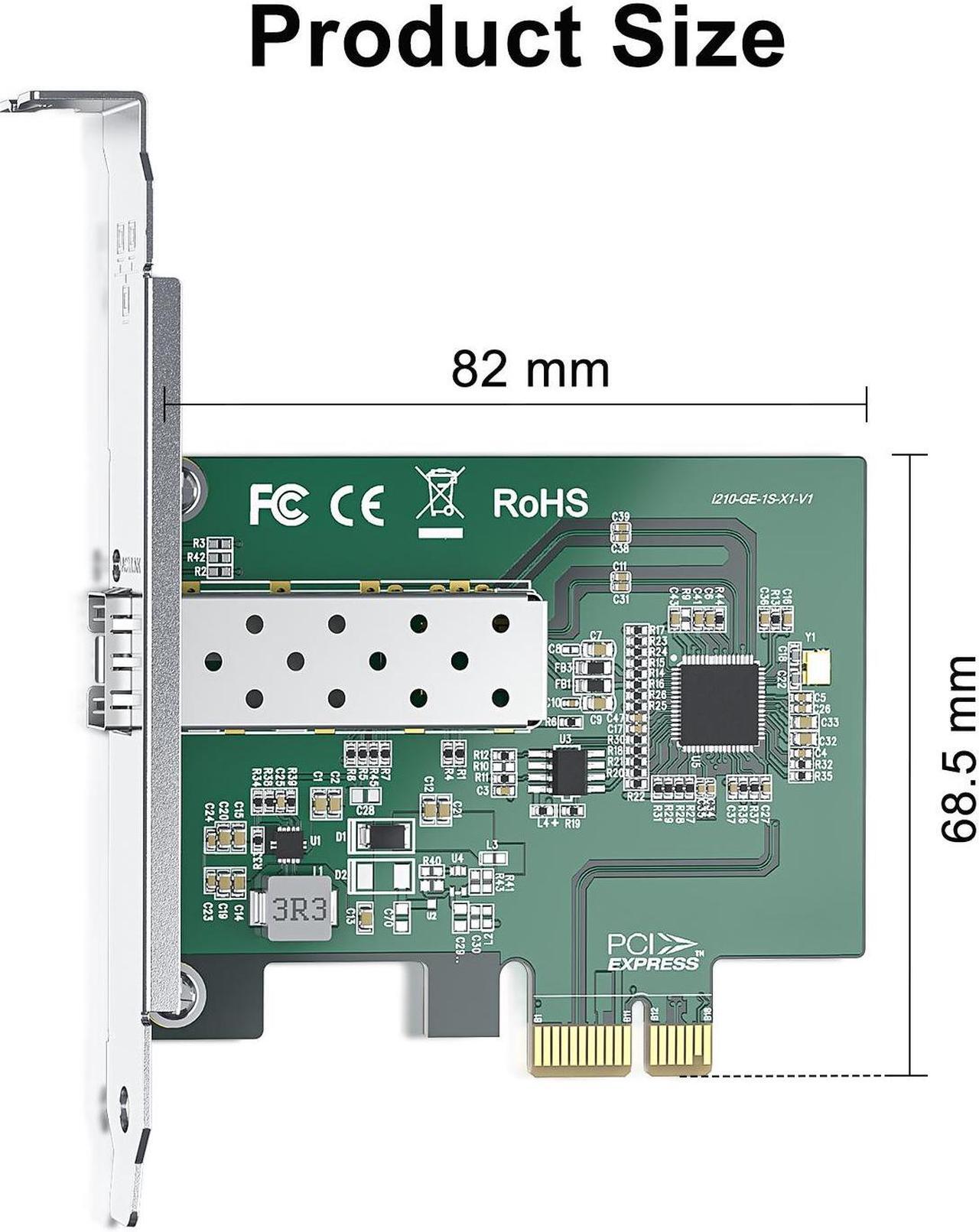 Alt view image 3 of 4 - 10Gtek Gigabit Network Adapter Card, w/ Intel® Ethernet Controller I210-AS, Single SFP Port PCIe v2.1 (2.5 GT/s), Support Windows, Windows Server, Centos, Ubuntu, SUES, Freebsd/VMware