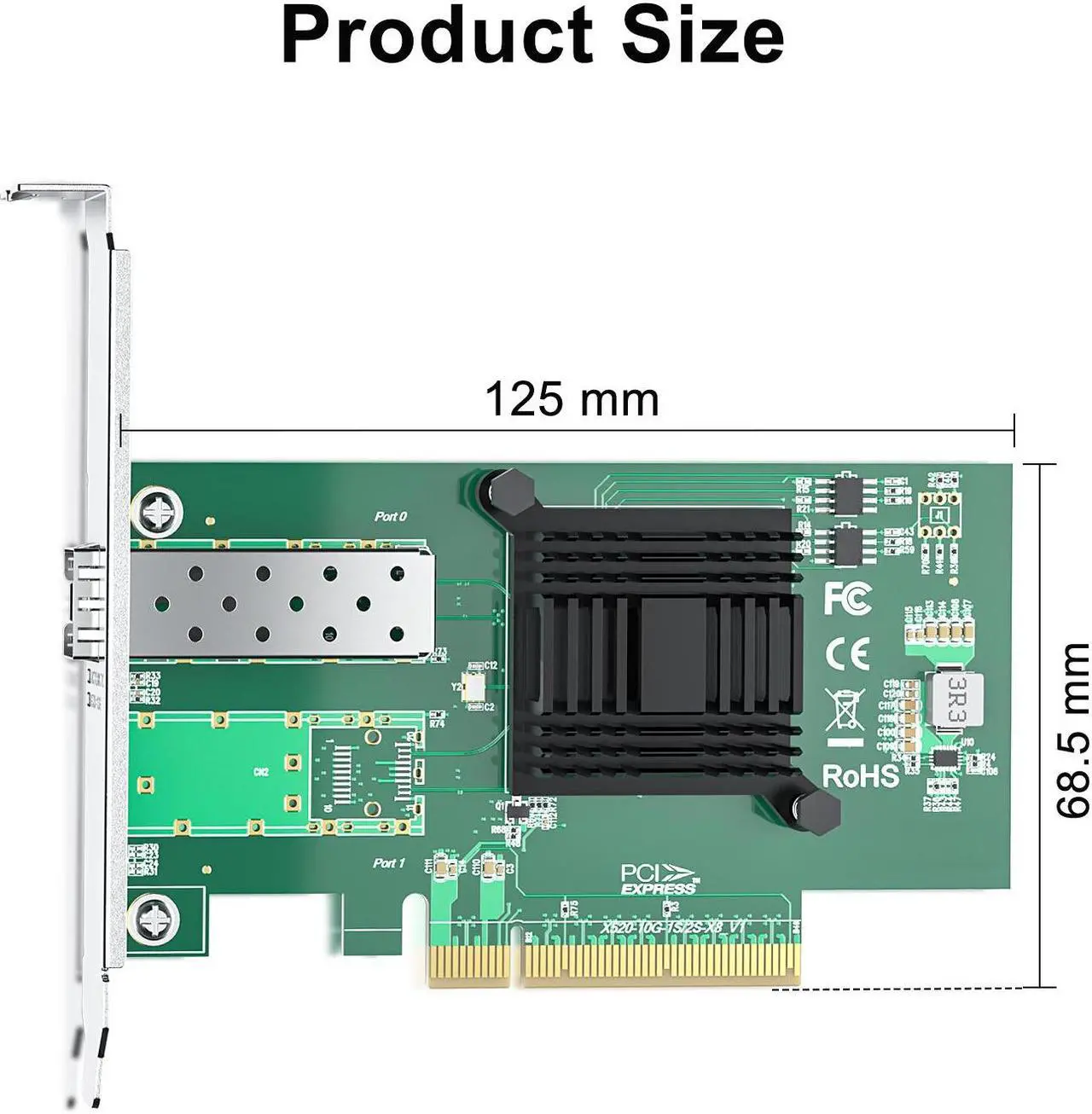 Alt view image 5 of 5 - 10Gtek For Intel X520-DA1, Intel E10G42BTDA  Adapter Card with Intel 82599EN Controller 10Gb PCI-E Network Card, PCI Express2.0 x8, Single SFP+ Port, Support Windows Server/Linux/VMware