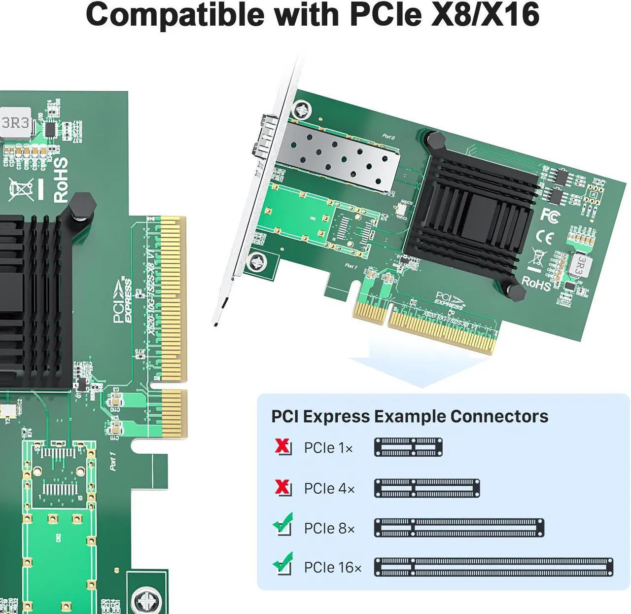Alt view image 4 of 5 - 10Gtek For Intel X520-DA1, Intel E10G42BTDA  Adapter Card with Intel 82599EN Controller 10Gb PCI-E Network Card, PCI Express2.0 x8, Single SFP+ Port, Support Windows Server/Linux/VMware