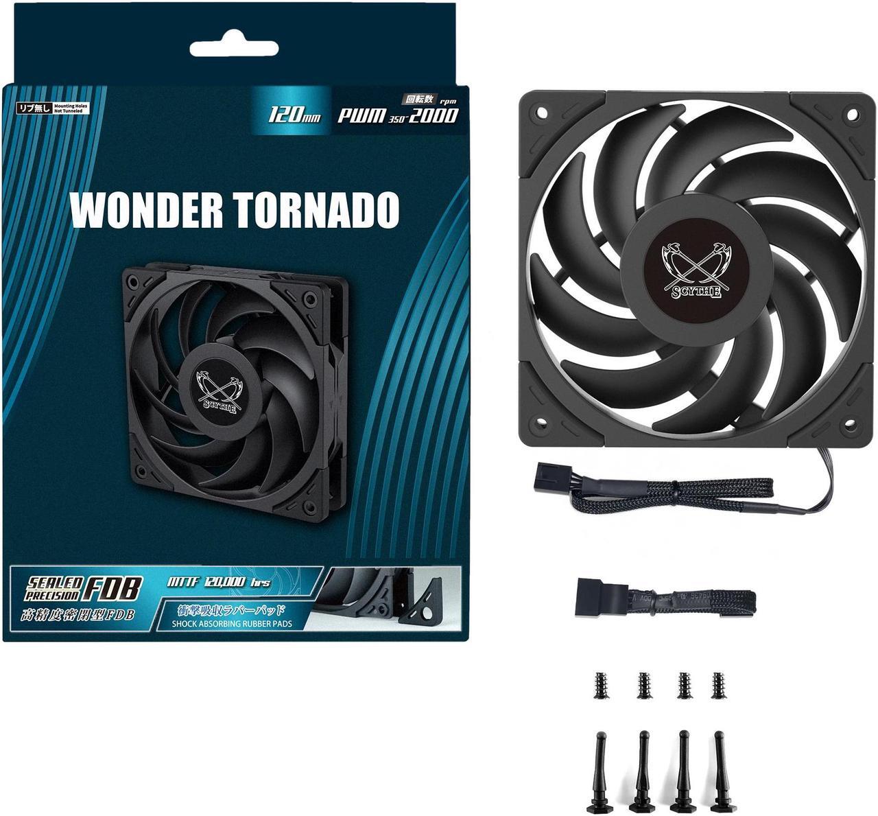 Alt view image 5 of 5 - Scythe Wonder Tornado 120mm Quiet PC Computer Case Fan, PWM 350-2000 RPM, High-Performance CPU Cooling Fan, 4-Pin Connector, Black, Single Pack