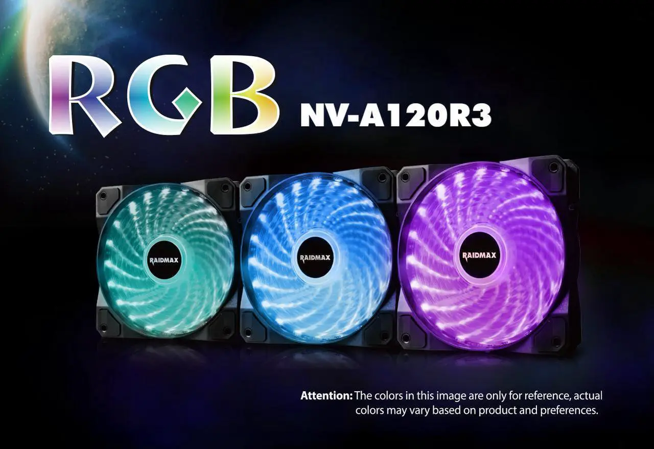 Main image of Raidmax NV-A120R3 RGB, 3*120mm RGB LED Fans PWM