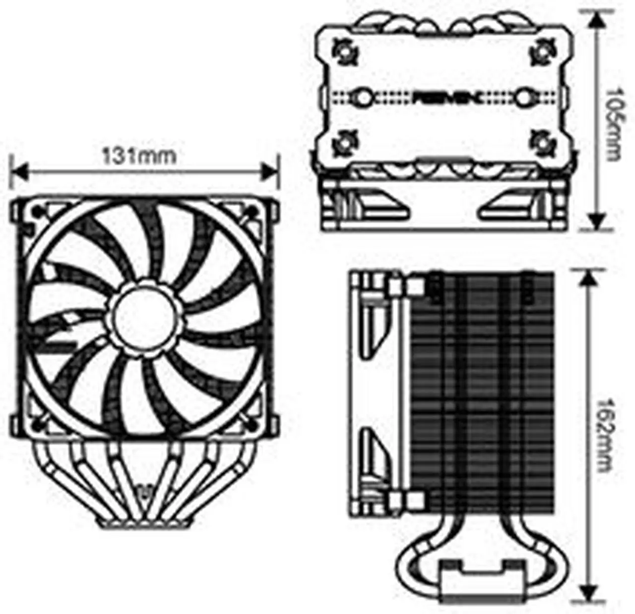 Alt view image 3 of 10 - Reeven Justice High Performance 6 Heatpipes Copper Base 120mm CPU cooler