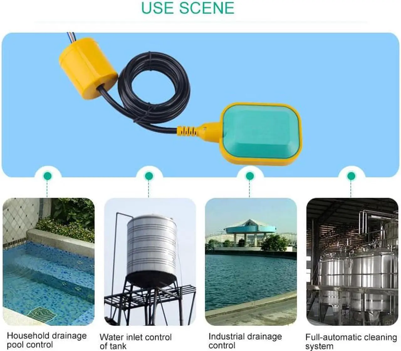 Alt view image 7 of 7 - ELECALL Water Level Controll Liquid Float Switch Contactor Sensor 3m Cable