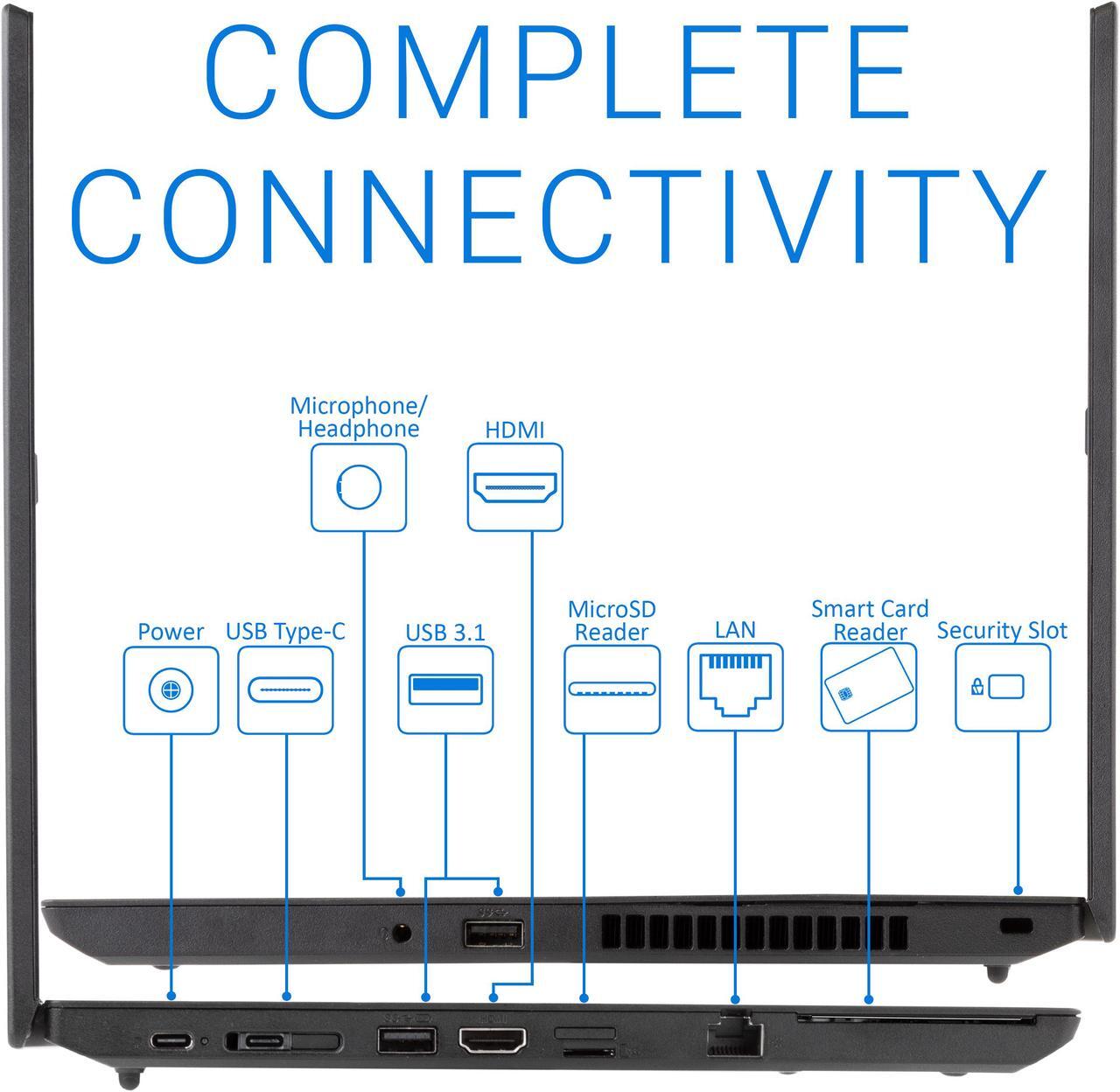 Alt view image 4 of 8 - Dell Latitude 5400 Notebook, 14" FHD Touch Display, Intel Core i7-8665U Upto 4.8GHz, 16GB RAM, 512GB NVMe SSD, HDMI, DisplayPort via USB-C, Card Reader, Wi-Fi, Bluetooth, Windows 10 Pro