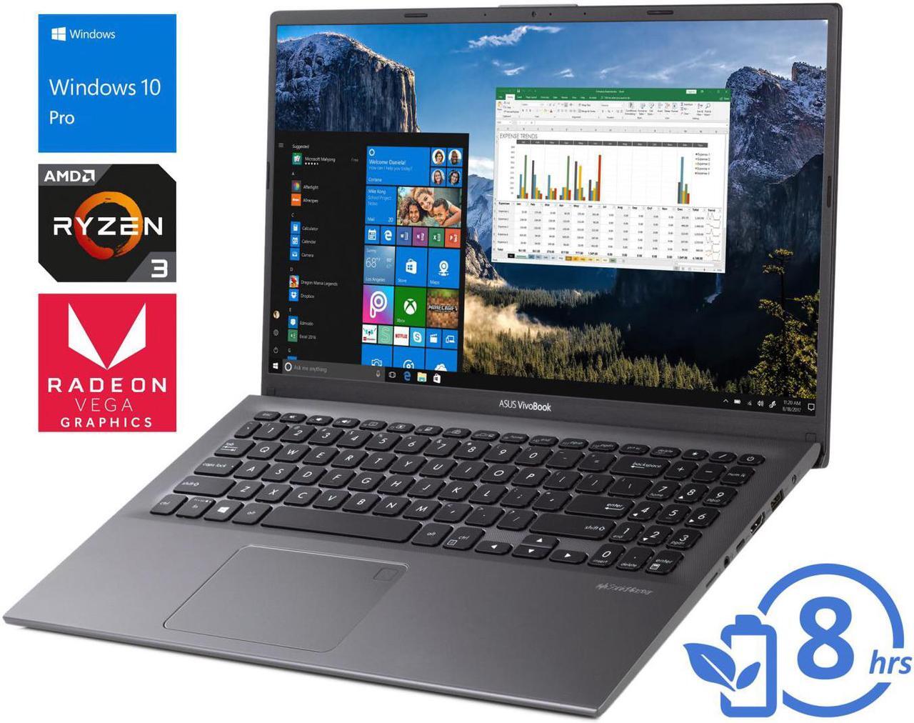 Main image of ASUS VivoBook F512DA Notebook, 15.6" FHD Display, AMD Ryzen 3 3200U Upto 3.5GHz, 12GB RAM, 512GB NVMe SSD, Vega 3, HDMI, Card Reader, Wi-Fi, Bluetooth, Windows 10 Pro