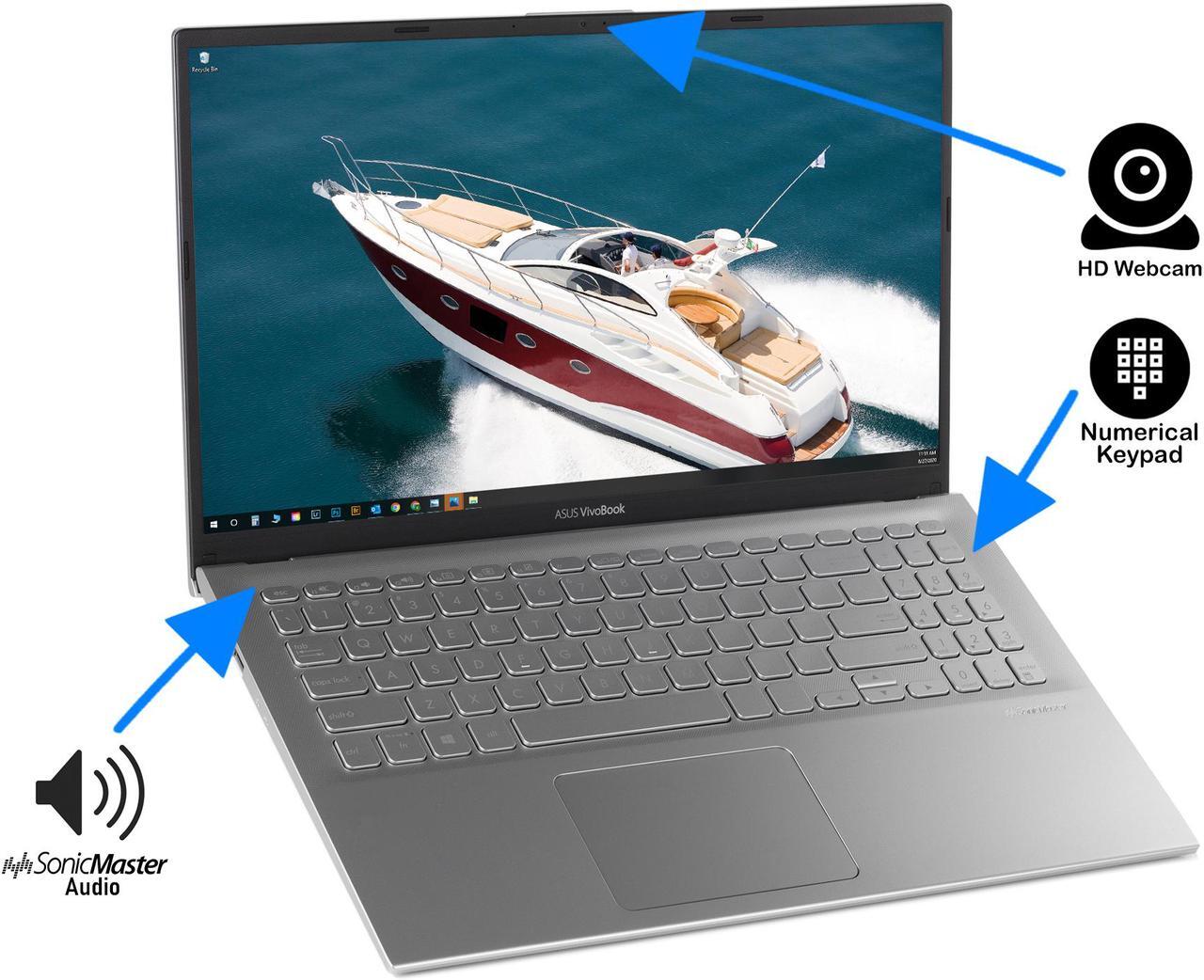 Alt view image 4 of 7 - ASUS Vivobook Notebook, 15.6" FHD Display, AMD Ryzen 5 3500U Upto 3.7GHz, 8GB RAM, 256GB NVMe SSD, Vega 8, HDMI, Card Reader, Wi-Fi, Bluetooth, Windows 10 Pro