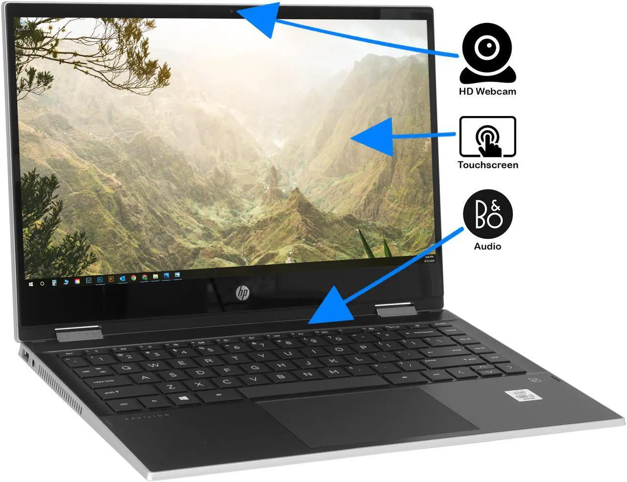 Alt view image 3 of 7 - HP Pavilion x360 2-in-1, 14" HD Touch Display, Intel Core i3-1115G4 Upto 4.1GHz, 32GB RAM, 1TB NVMe SSD, HDMI, DisplayPort via USB-C, Card Reader, Wi-Fi, Bluetooth, Windows 10 Pro S