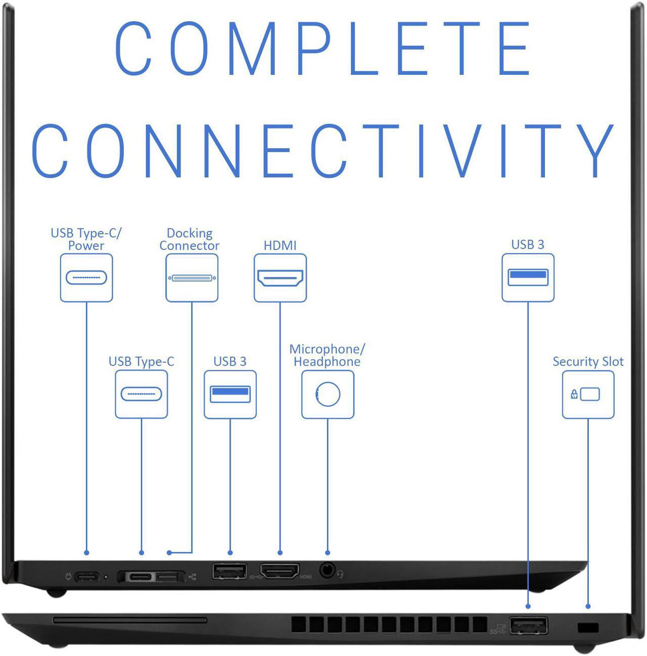 Alt view image 7 of 7 - Lenovo ThinkPad T490s Notebook, 14" IPS FHD Touch Display, Intel Core i7-8565U Upto 4.6GHz, 8GB RAM, 1TB NVMe SSD, HDMI, Thunderbolt, Wi-Fi, Bluetooth, Windows 10 Pro