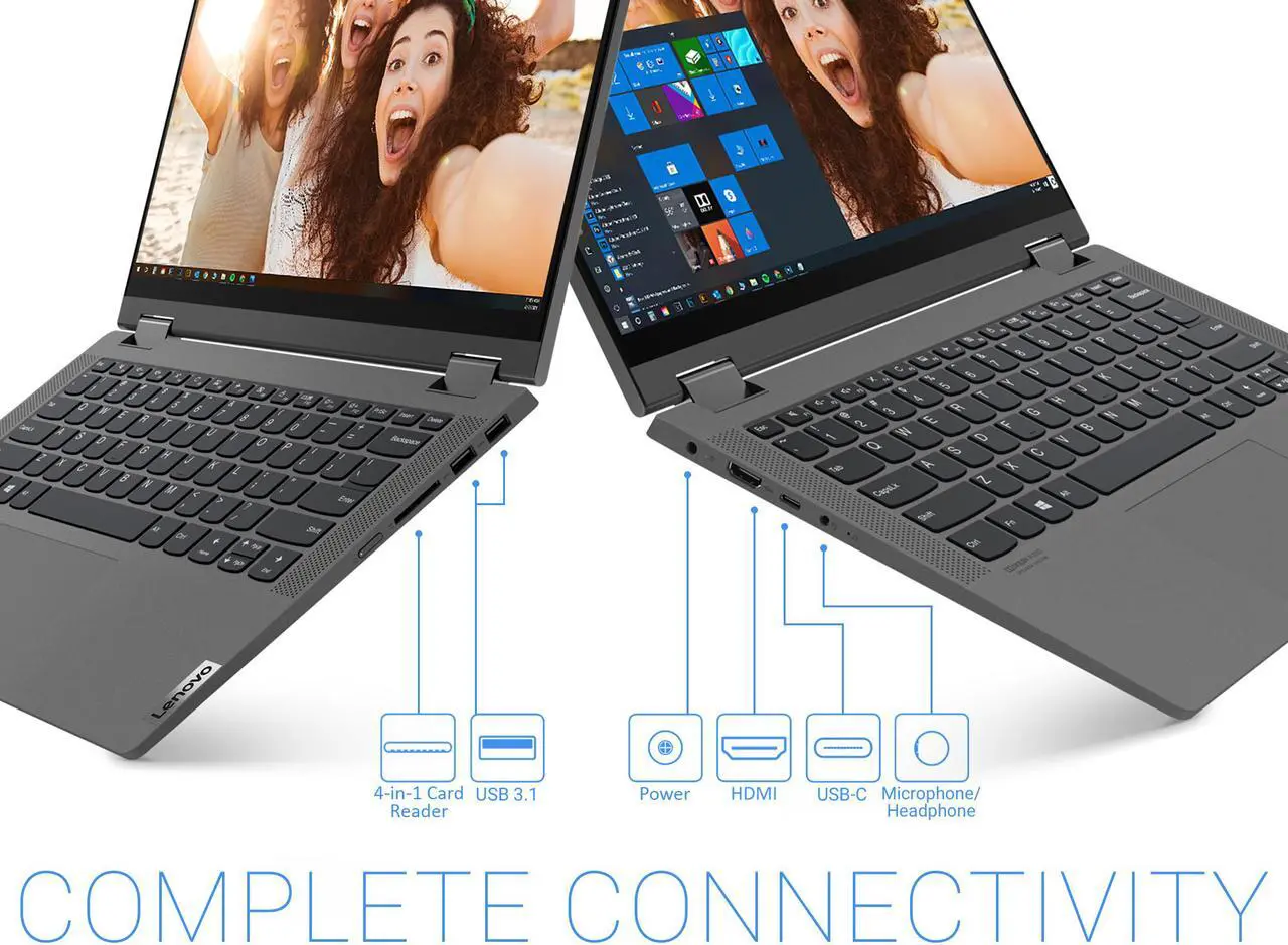 Alt view image 6 of 7 - Lenovo Flex 5 2-in-1, 14" IPS FHD Touch Display, AMD Ryzen 7 4700U Upto 4.1GHz, 8GB RAM, 1TB NVMe SSD, Vega 6, HDMI, Card Reader, Wi-Fi, Bluetooth, Windows 10 Pro