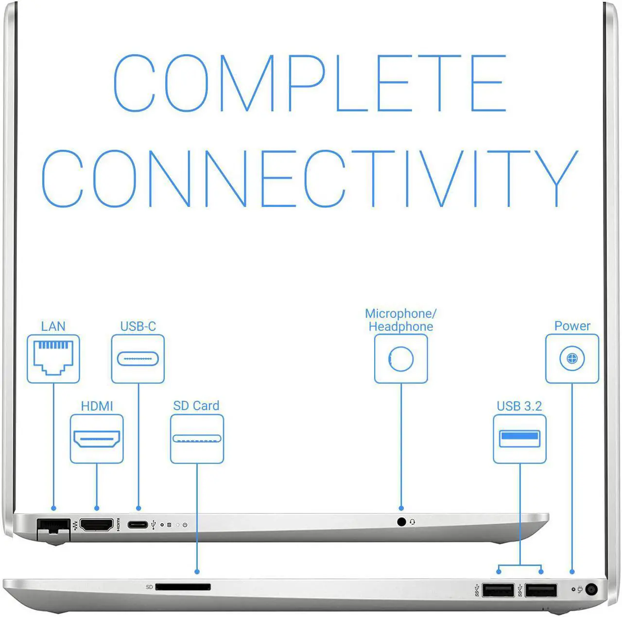 Alt view image 4 of 6 - HP 15 Laptop, 15.6" IPS FHD Display, Intel Core i3-1115G4 Upto 4.1GHz, 16GB RAM, 256GB NVMe SSD, HDMI, Card Reader, Wi-Fi, Bluetooth, Windows 10 Home S