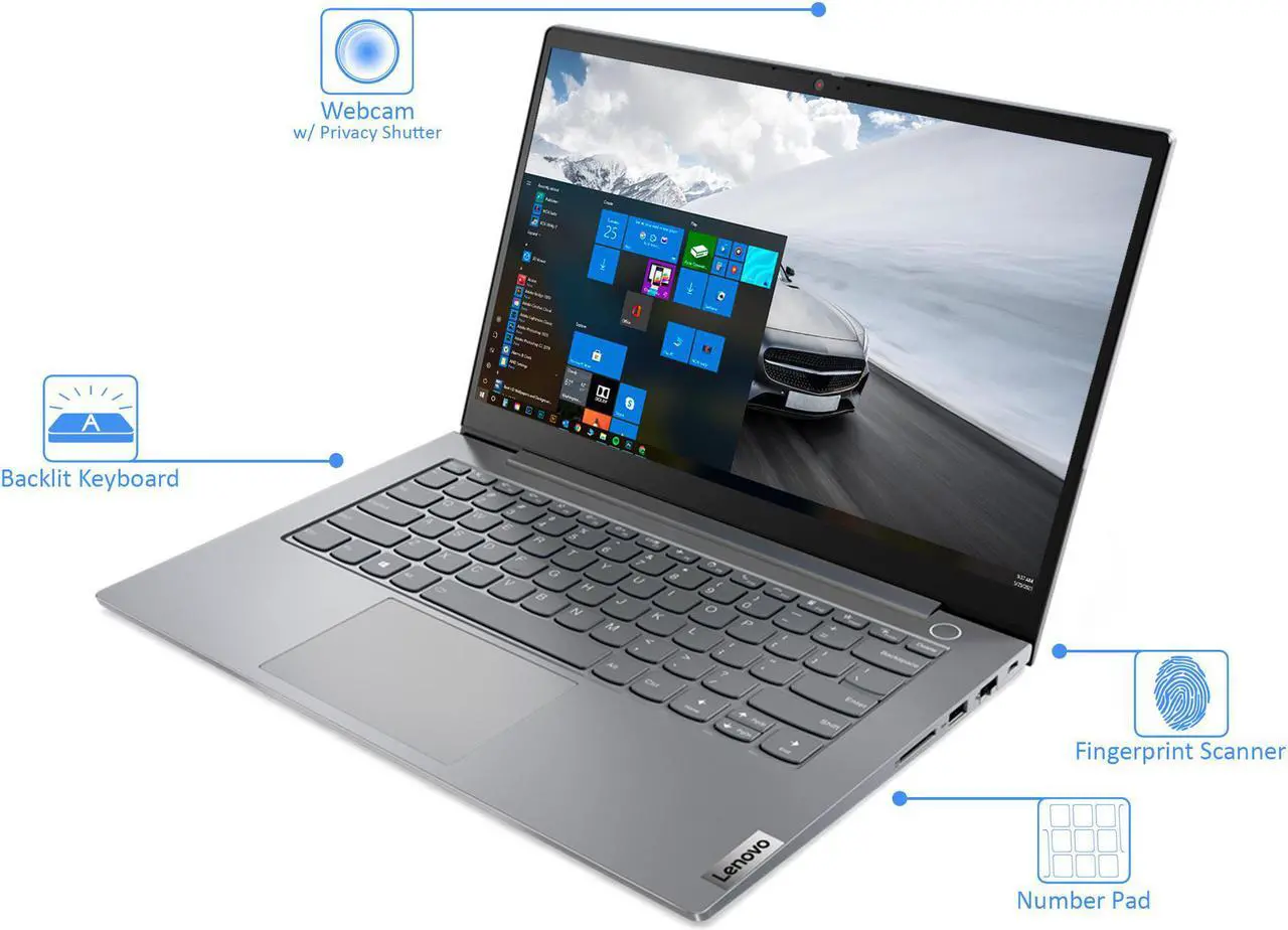 Alt view image 4 of 7 - Lenovo thinkBook 14 G3 Laptop, 14" FHD Display, AMD Ryzen 7 5700U Upto 4.3GHz, 24GB RAM, 2TB NVMe SSD, Vega 8, HDMI, DIsplayPort via USB-C, Card Reader, Wi-Fi, Bluetooth, Windows 10 Pro