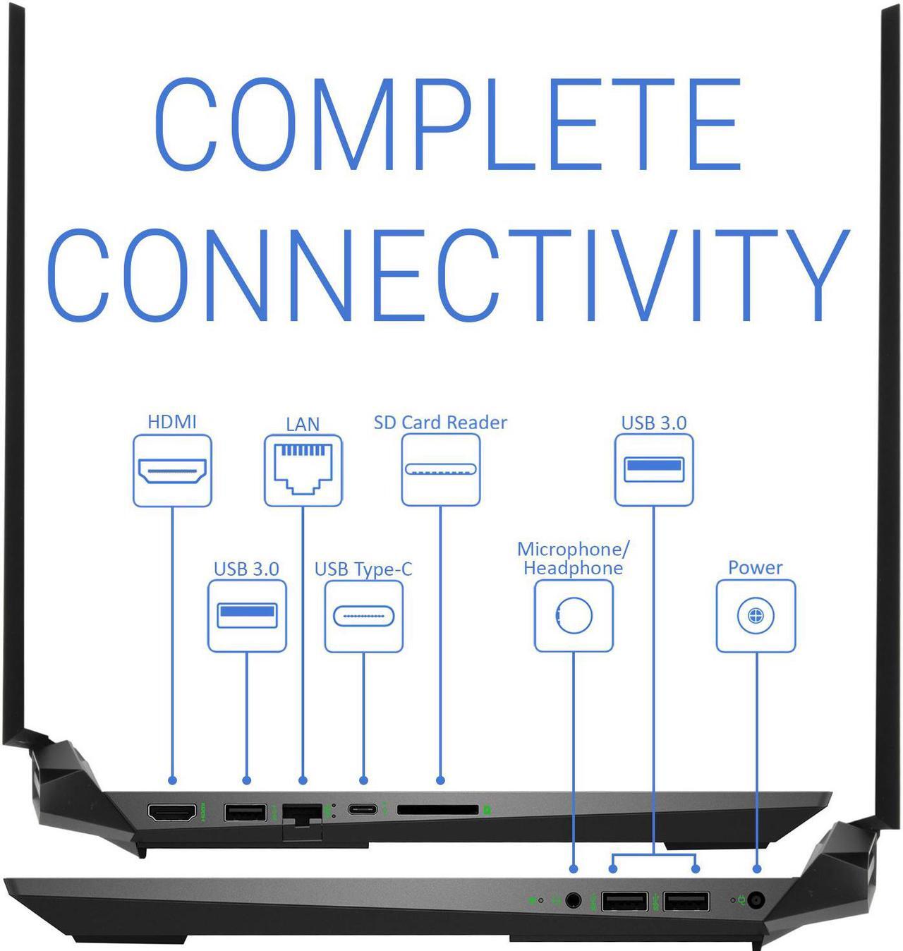 Alt view image 4 of 7 - HP Pavilion 15 Gaming Notebook, 15.6" IPS FHD Display, Intel Core i5-10300H Upto 4.5GHz, 16GB RAM, 512GB NVMe SSD, NVIDIA GeForce GTX 1650, HDMI, DisplayPort via USB-C, Wi-Fi, BT, Windows 10 Pro