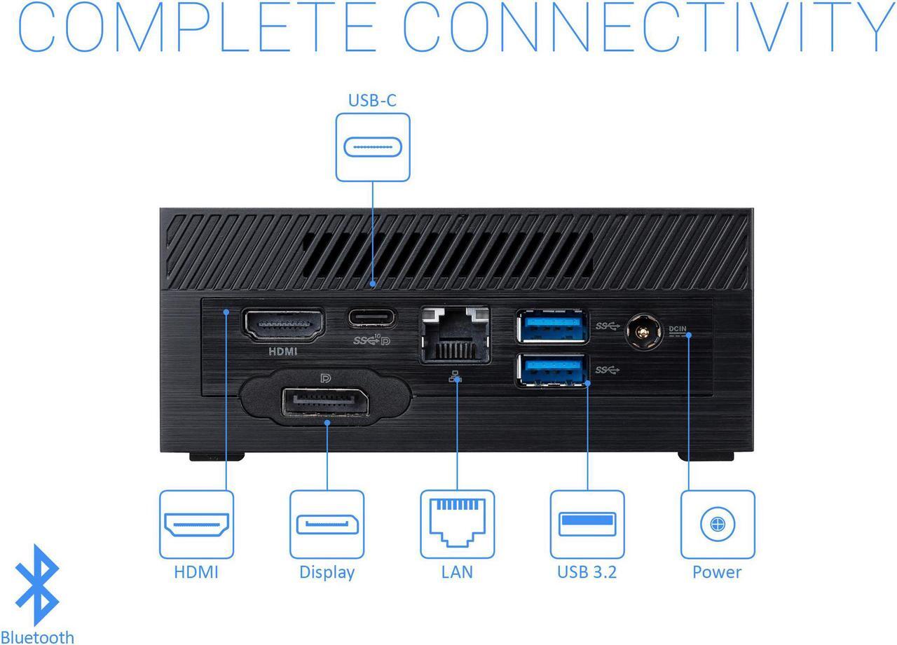 Alt view image 4 of 7 - ASUS PN50 Mini PC, AMD Ryzen 5 4500U Upto 4.0GHz, 16GB RAM, 512GB NVMe SSD, HDMI, DisplayPort, Card Reader, Wi-Fi, Bluetooth, Windows 10 Pro