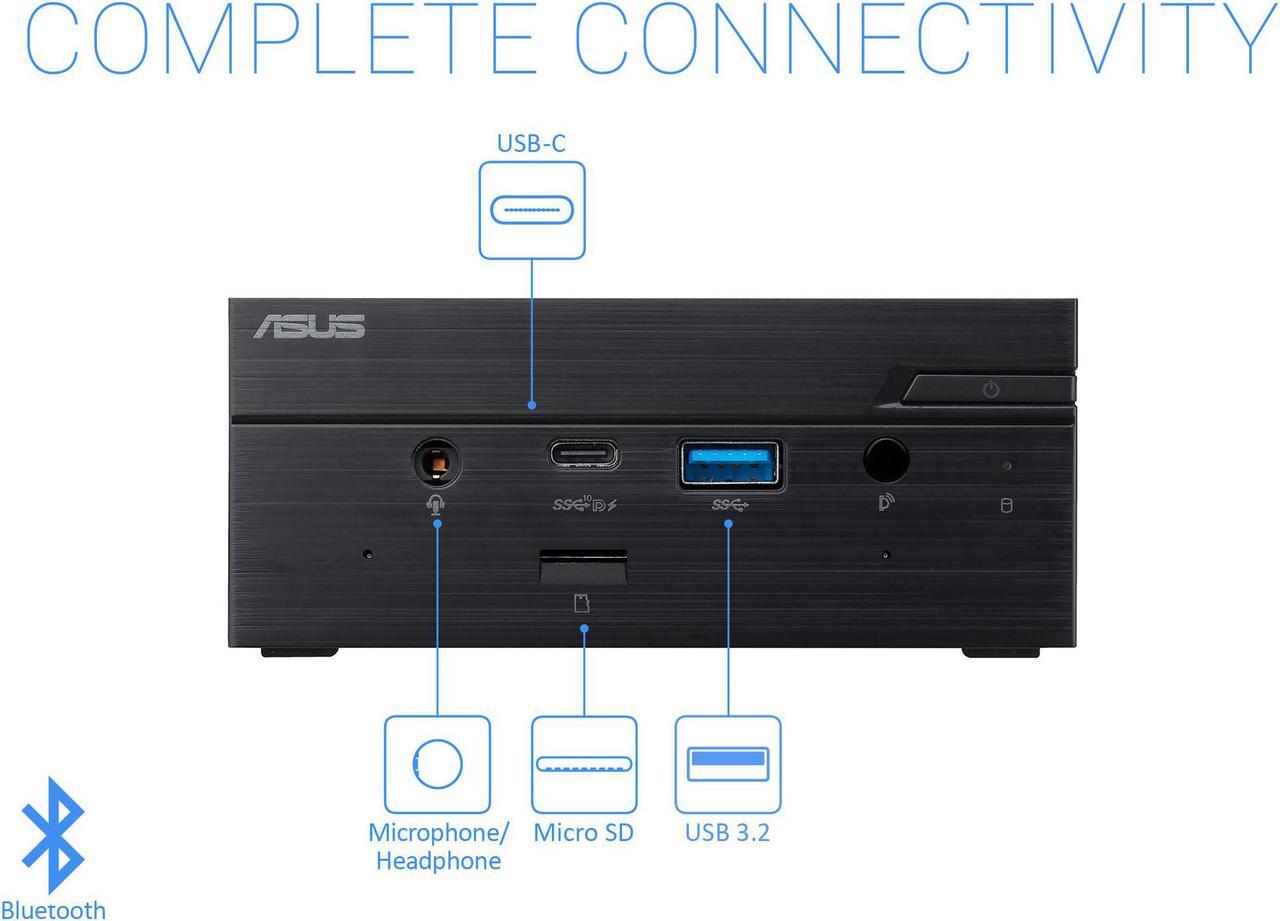 Alt view image 3 of 7 - ASUS PN50 Mini PC, AMD Ryzen 5 4500U Upto 4.0GHz, 16GB RAM, 512GB NVMe SSD, HDMI, DisplayPort, Card Reader, Wi-Fi, Bluetooth, Windows 10 Pro