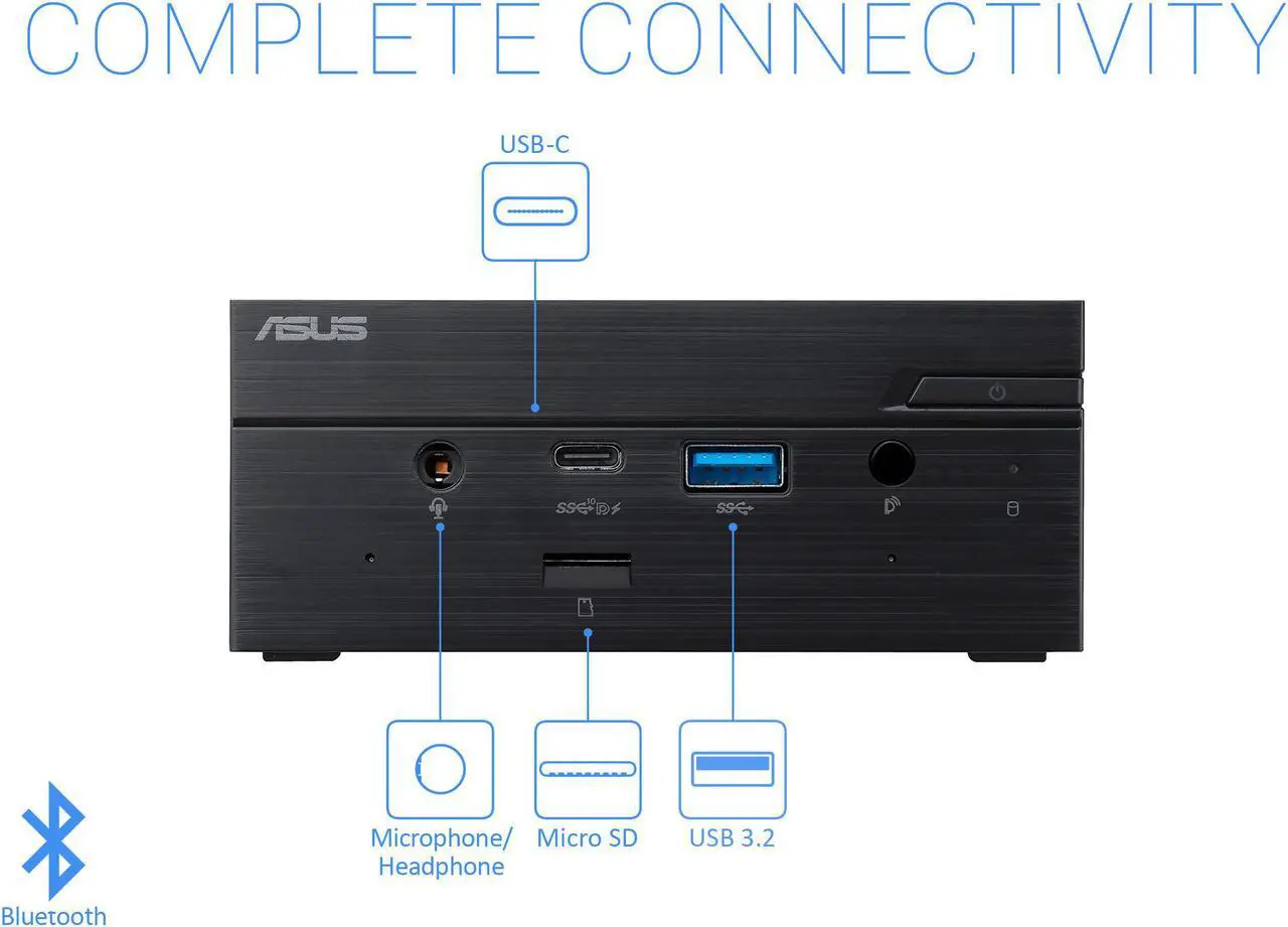 Alt view image 3 of 7 - ASUS PN50 Mini PC, AMD Ryzen 5 4500U Upto 4.0GHz, 32GB RAM, 4TB NVMe SSD, HDMI, DisplayPort, Card Reader, Wi-Fi, Bluetooth, Windows 10 Pro