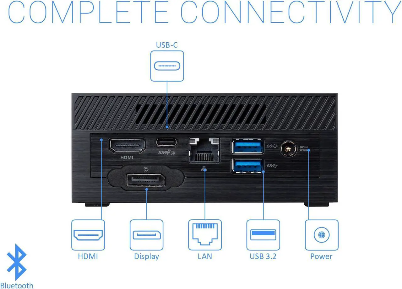 Alt view image 4 of 7 - ASUS PN50 Mini PC, AMD Ryzen 5 4500U Upto 4.0GHz, 8GB RAM, 2TB NVMe SSD, HDMI, DisplayPort, Card Reader, Wi-Fi, Bluetooth, Windows 10 Pro