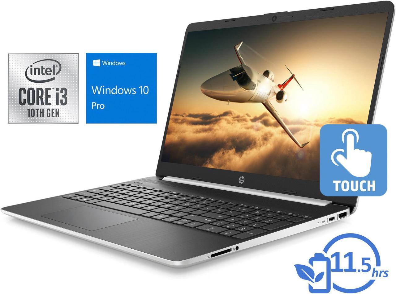 HP 15 Notebook, 15.6" HD Touch Display, Intel Core i3-1005G1 Upto 3.4GHz, 8GB RAM, 256GB SSD, HDMI, Card Reader, Wi-Fi, Bluetooth, Windows 10 Pro S