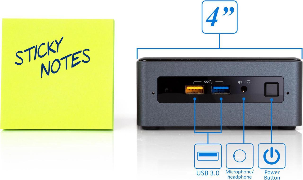 Alt view image 3 of 7 - Intel NUC7PJYH Mini PC, Intel Pentium Silver J5005 Upto 2.8GHz, 8GB RAM, 256GB SSD, HDMI, Card Reader, Wi-Fi, Bluetooth, Windows 10 Pro