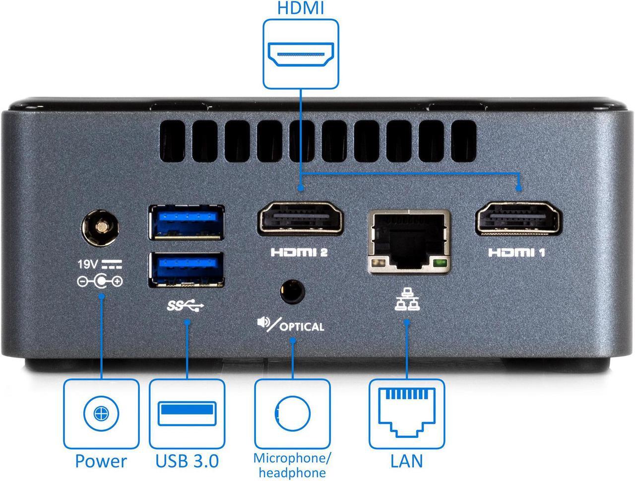 Alt view image 4 of 7 - Intel NUC7PJYH Mini PC, Intel Pentium Silver J5005 Upto 2.8GHz, 8GB RAM, 256GB SSD, HDMI, Card Reader, Wi-Fi, Bluetooth, Windows 10 Pro