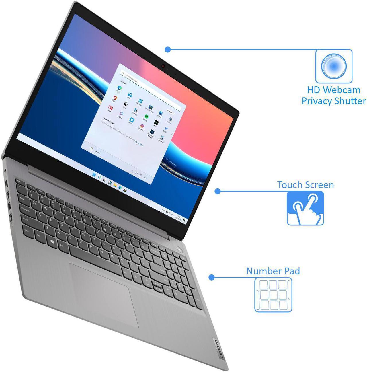 Alt view image 2 of 7 - Lenovo IdeaPad 3 Laptop, 15.6" HD Touch Display, Intel Core i3-1115G4 Upto 4.1GHz, 8GB RAM, 1TB NVMe SSD, HDMI, Card Reader, Wi-Fi, Bluetooth, Windows 11 Pro S