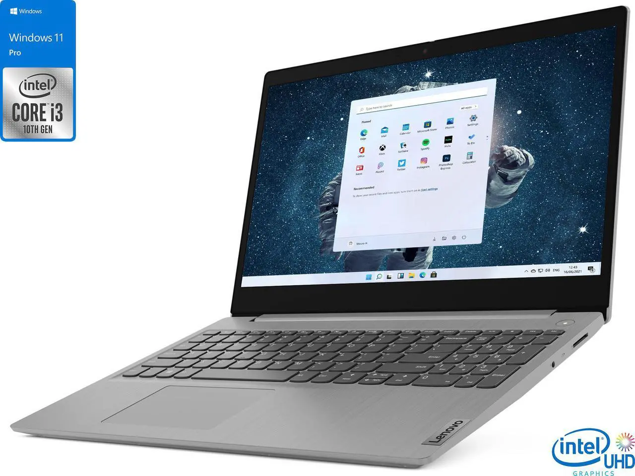 Main image of Lenovo IdeaPad 3i Laptop, 15.6" FHD Display, Intel Core i3-1115G4 Upto 4.1GHz, 12GB RAM, 256GB NVMe SSD, HDMI, Card Reader, Wi-Fi, Bluetooth, Windows 11 Pro S