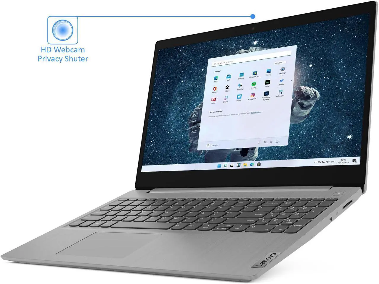 Alt view image 2 of 7 - Lenovo IdeaPad 3i Laptop, 15.6" FHD Display, Intel Core i3-1115G4 Upto 4.1GHz, 12GB RAM, 256GB NVMe SSD, HDMI, Card Reader, Wi-Fi, Bluetooth, Windows 11 Pro S